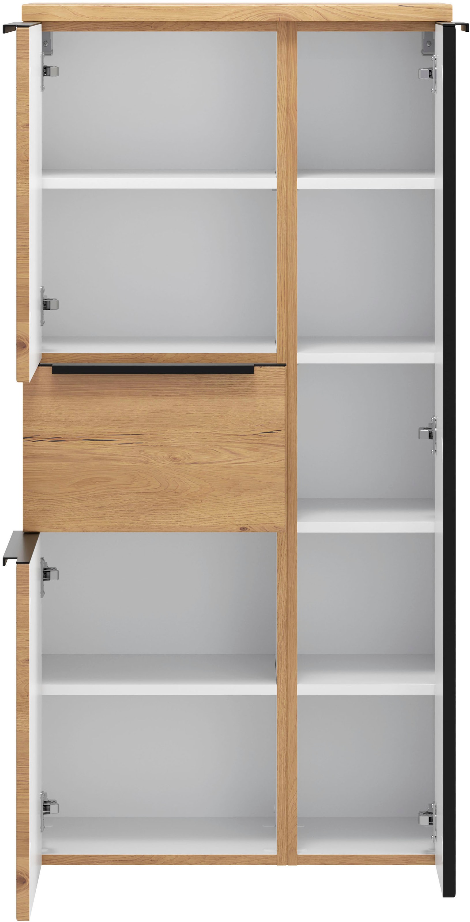 welltime Midischrank »MAILAND, Softclose-Auszug, gedämpfte Scharniere, hochwertiges MDF« Maße (B/H/T): ca. 65/130/35 cm,  Wildeiche, gedämpfte Scharniere und  Softclose-Auszug