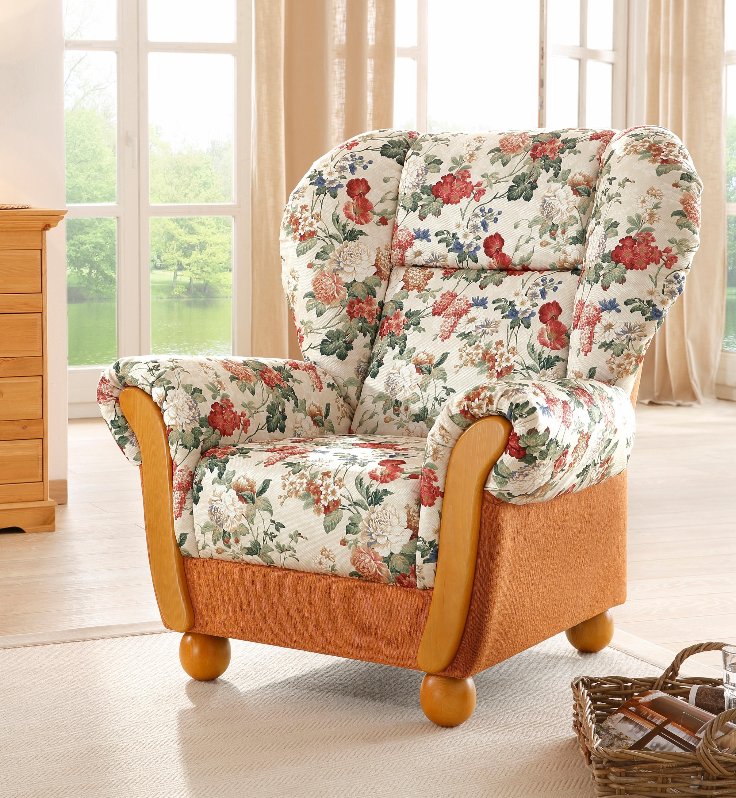 Home affaire Sessel "Milano, bequemer Ohrensessel im Landhaus-Stil, Breite 99cm" Hochlehnsessel