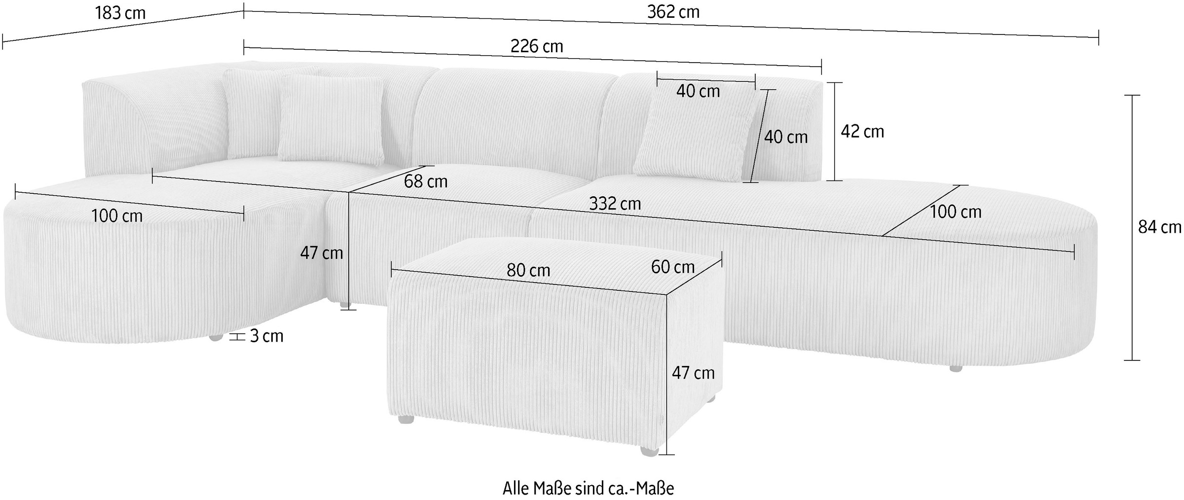 andas Ecksofa »Alesund«, 4 Teile,  bestehend aus Modulen, auch einzeln erhältllich, miteinander verbunden