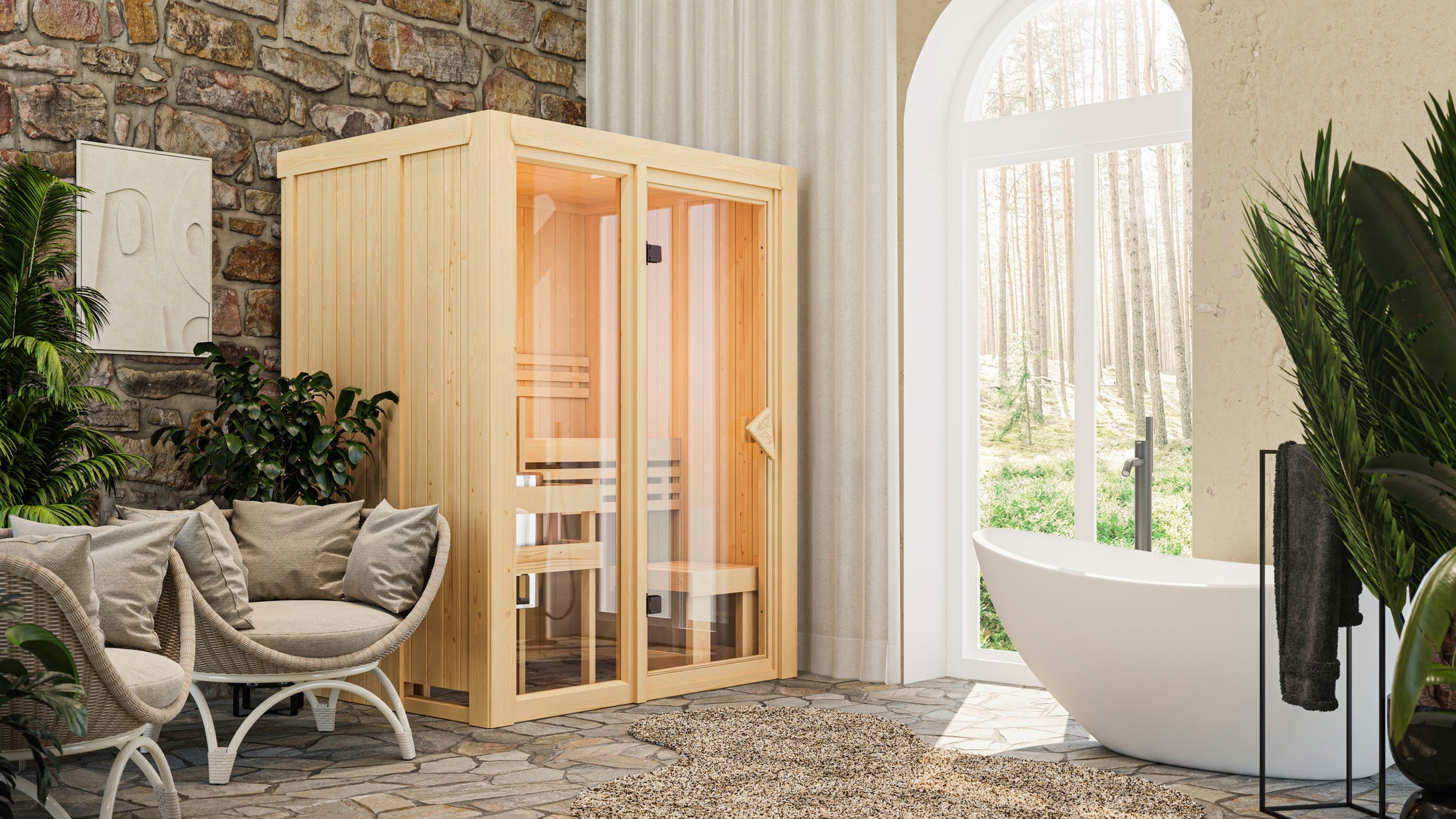 Karibu Sauna »Alani 1«, mit Ofen 3,6 kW Bio ext. Strg.