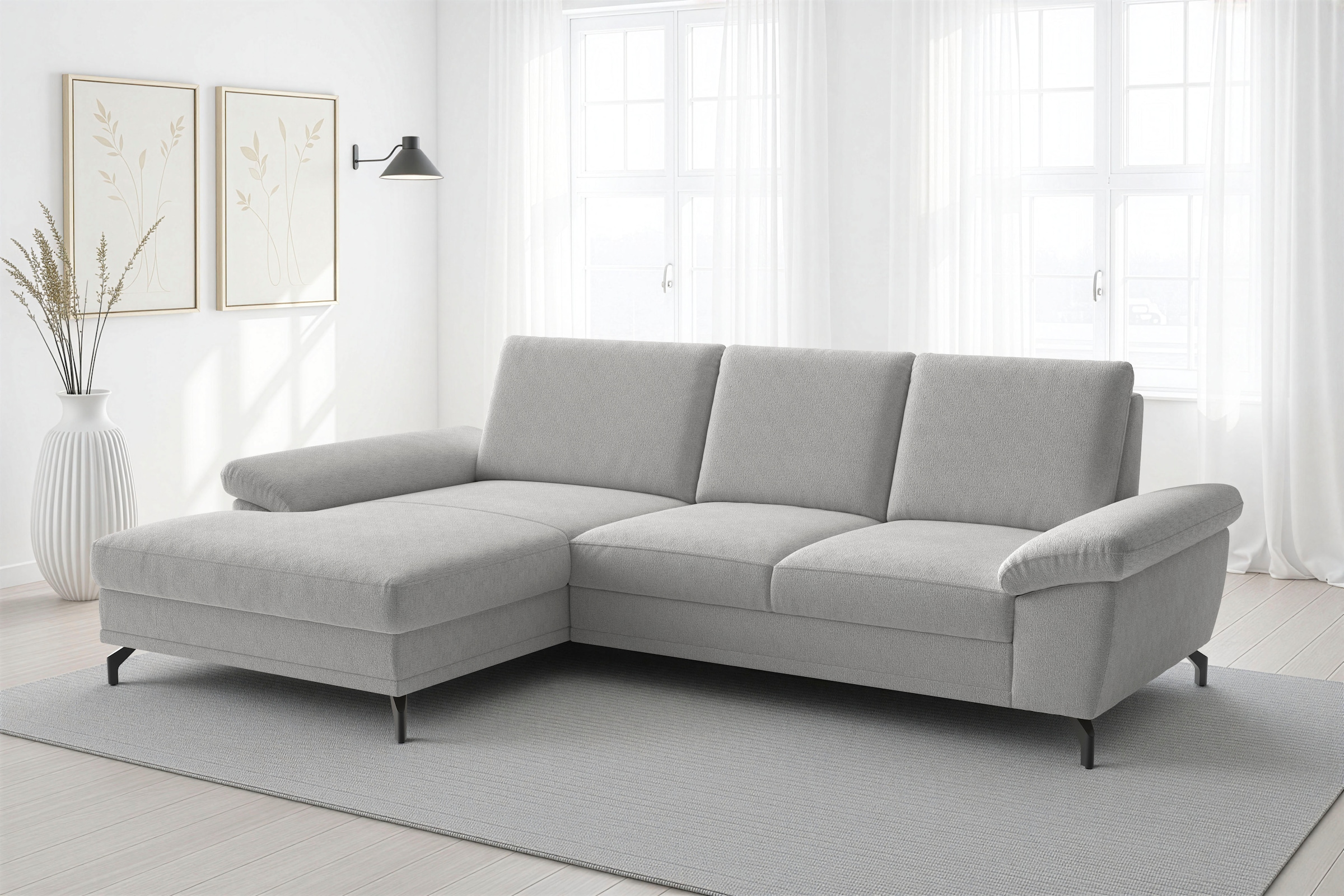 sit&more Ecksofa "Chelsea L-Form, B: 264 cm, Armteil- & Sitztiefenverstellung" Couch optional mit Schlaffunktion und Bettkasten, Sitzhöhe 45 cm