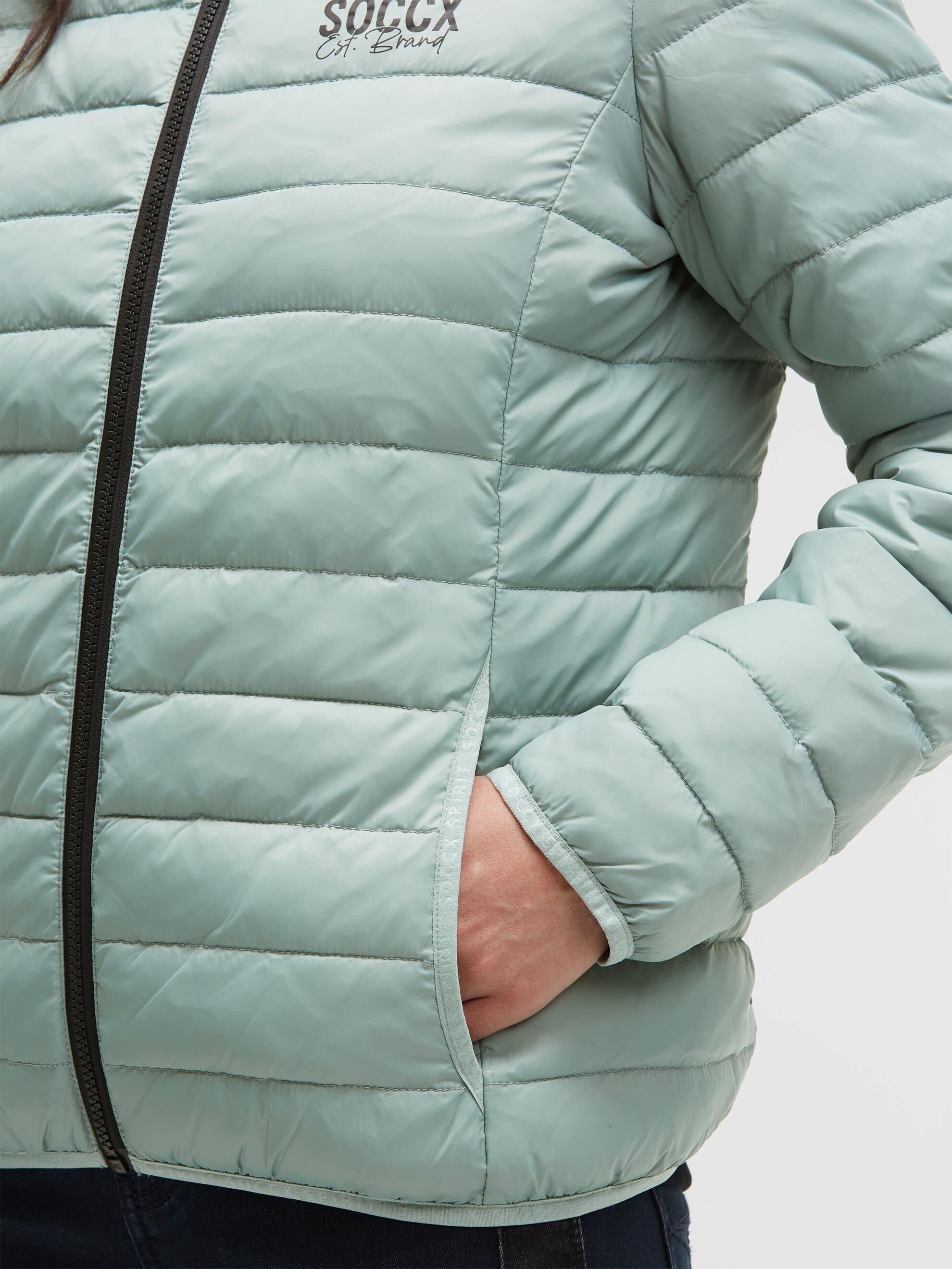 SOCCX Outdoorjacke mit Kapuze mit elastischem Saumabschluss