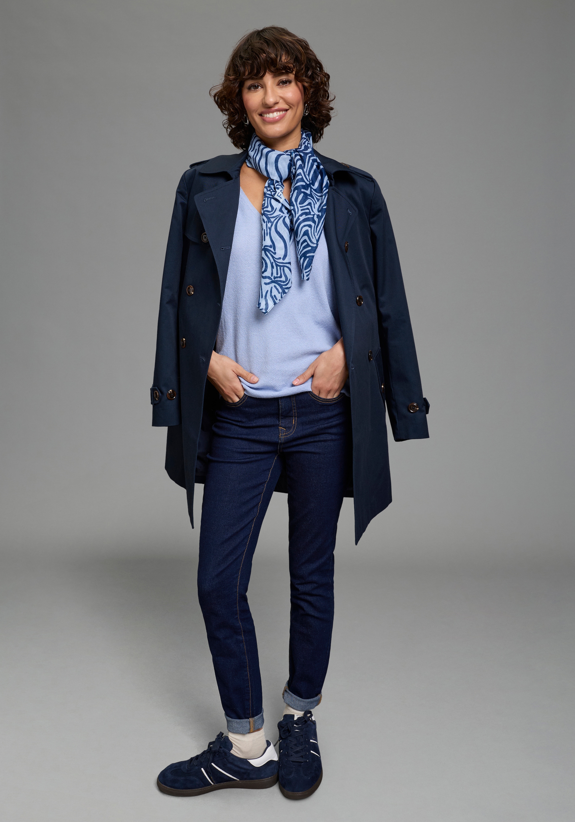 Laura Scott Kurzarmpullover mit modernem Perlstrick und lässiger Passform