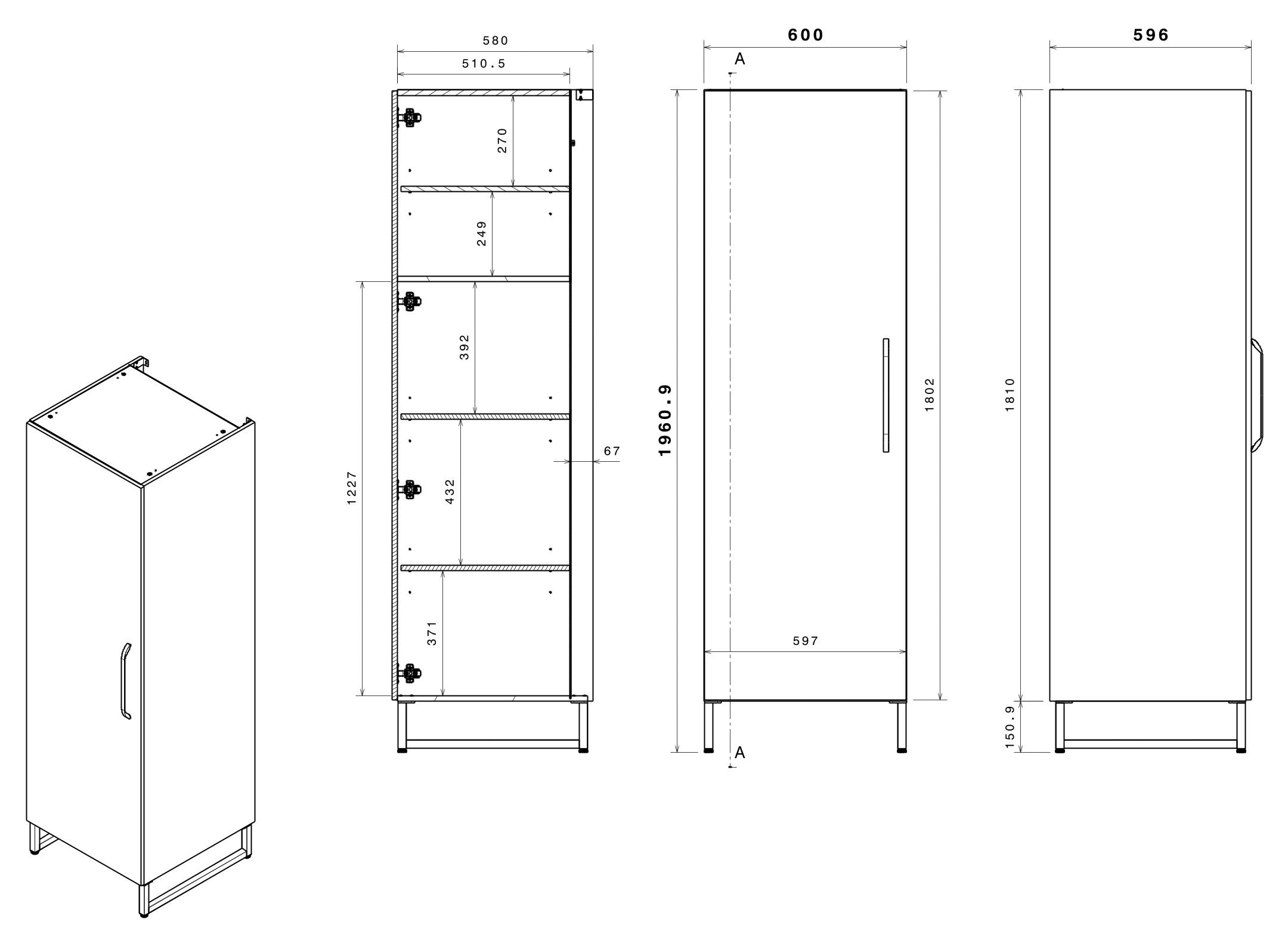 Parisot Schrank-Set »Wave 1, Küchenschrank, Buffetset, Küche«, (Set, 9 St., 4xUnterschrank, Theke/Arbeitsplattenergänzung.,3x Hochschrank, Regal), Türen mit Softclose Funktion, Thekenplatte aus Eiche - funiert