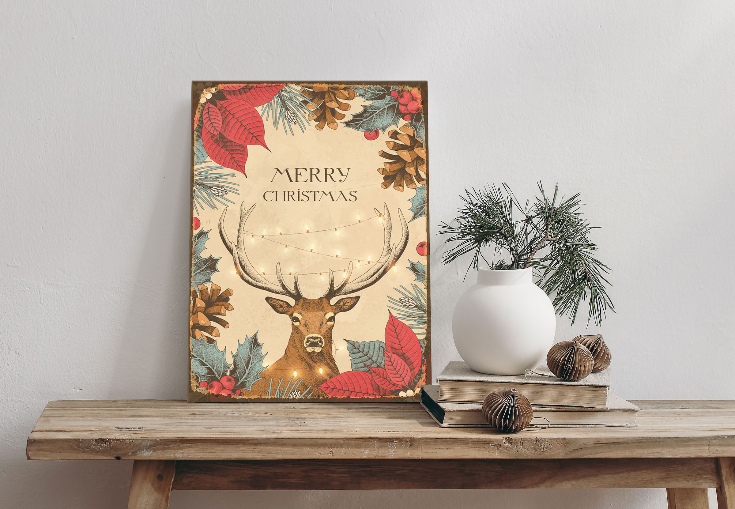queence Alu-Dibond-Druck "Hirsch", Hirsch-Weihnachten, (1 St.), Blätter, Ta günstig online kaufen