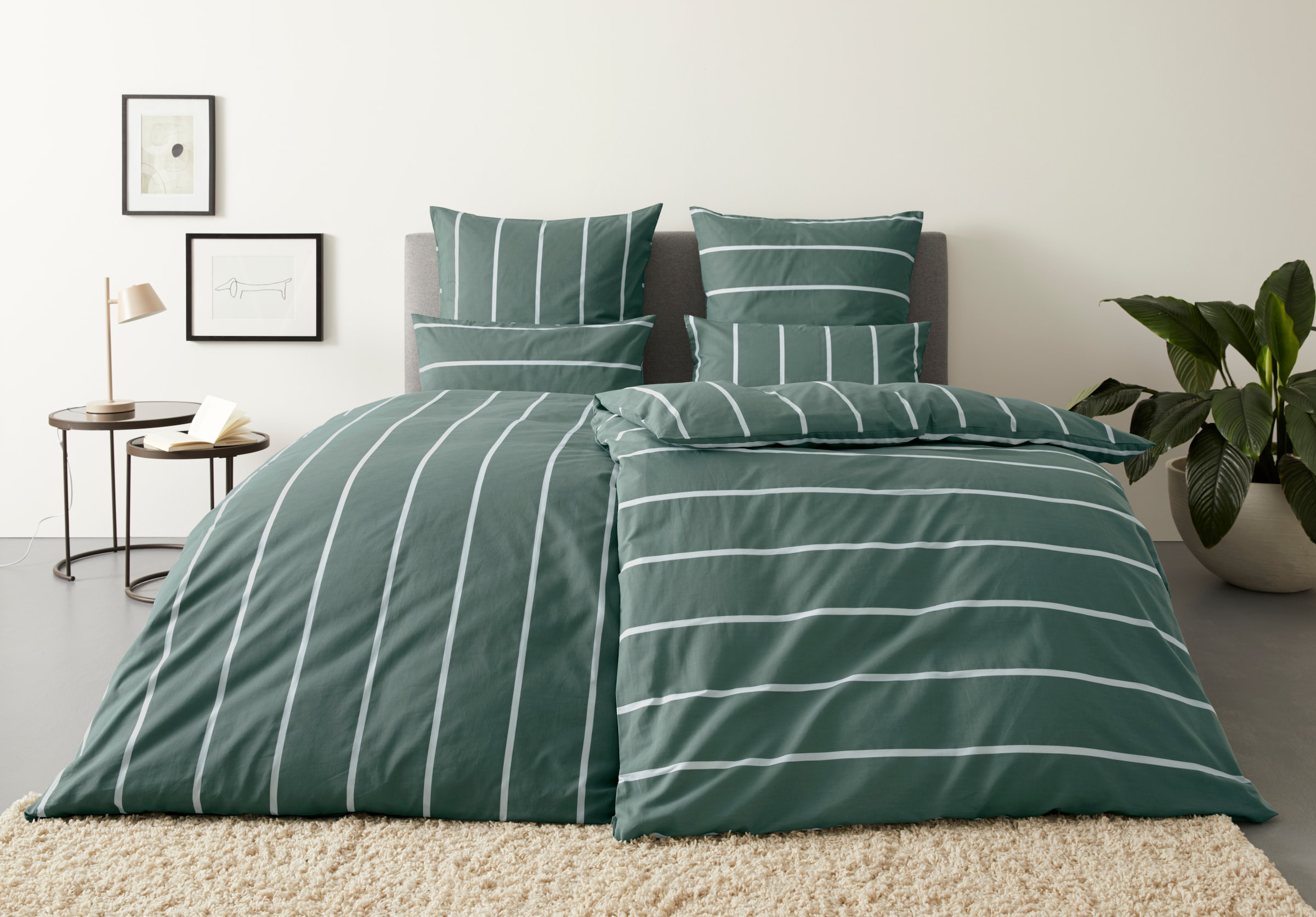 OTTO home Wendebettwäsche "MIETTE" 2 Stk. mit modernen Streifen, Bettwäsche günstig online kaufen