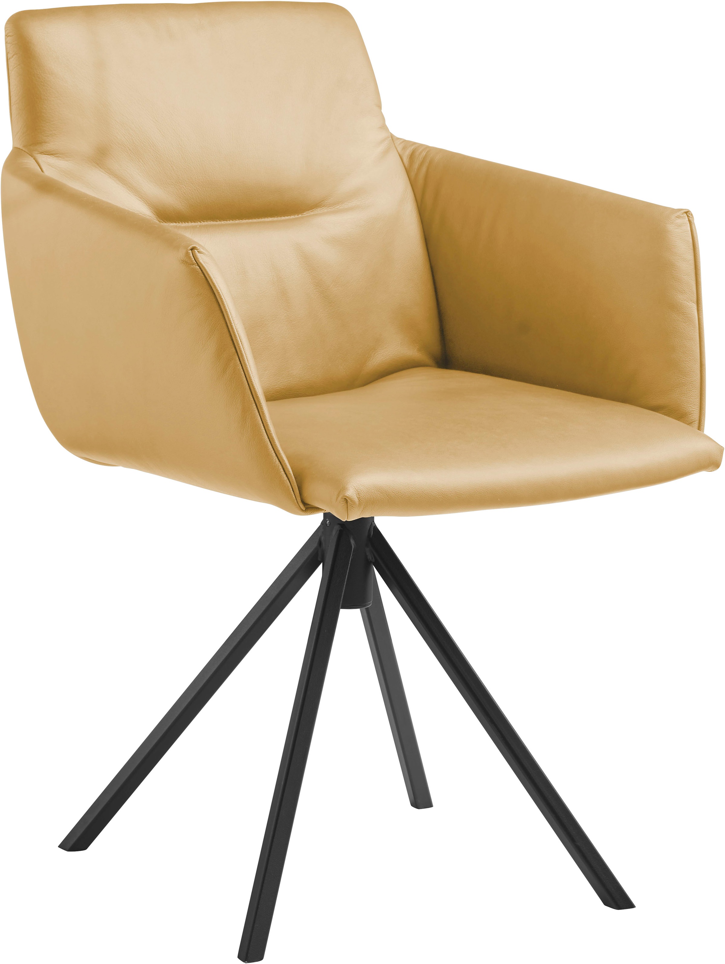 Polsterstuhl MUSTERRING "JustB SP500", gelb (lemon), 1 Stk., Longlife Xtra-Leder Z69, drehbar, Stühle, Polsterstuhl, mit Armlehne, wahlweise mit Drehfunktion, Stativgestell in schwarz