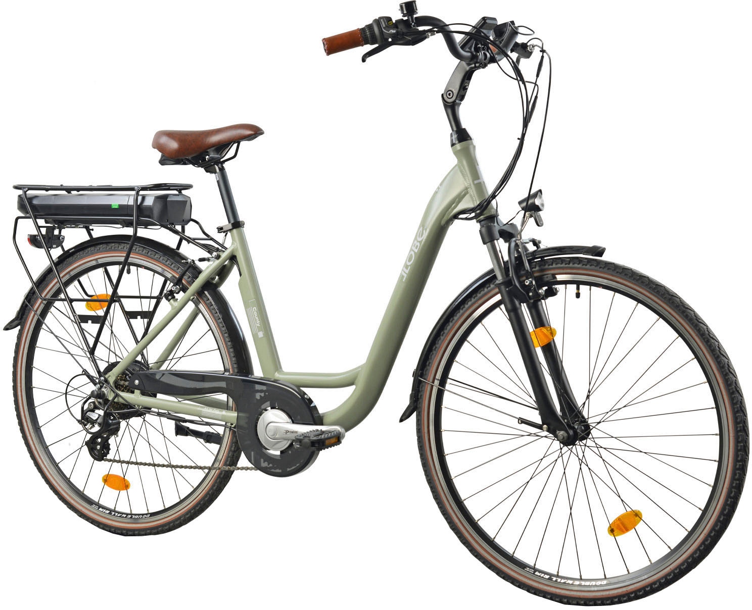 LLobe E-Bike »City E-Bike 28" County grün«, Shimano, Altus, Heckmotor 250 W