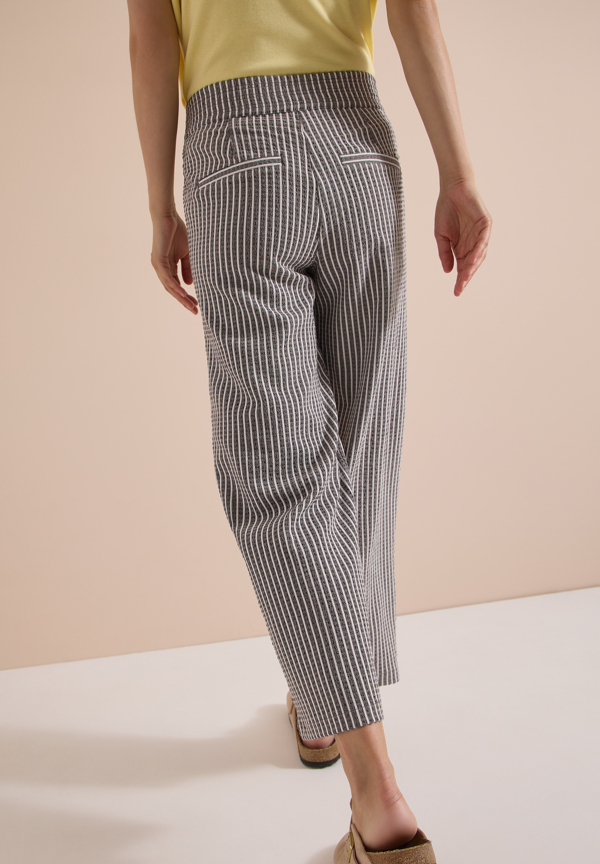 Cecil 7/8-Hose "Style Neele" Seersucker-Qualität, Streifenmuster, Loose Fit