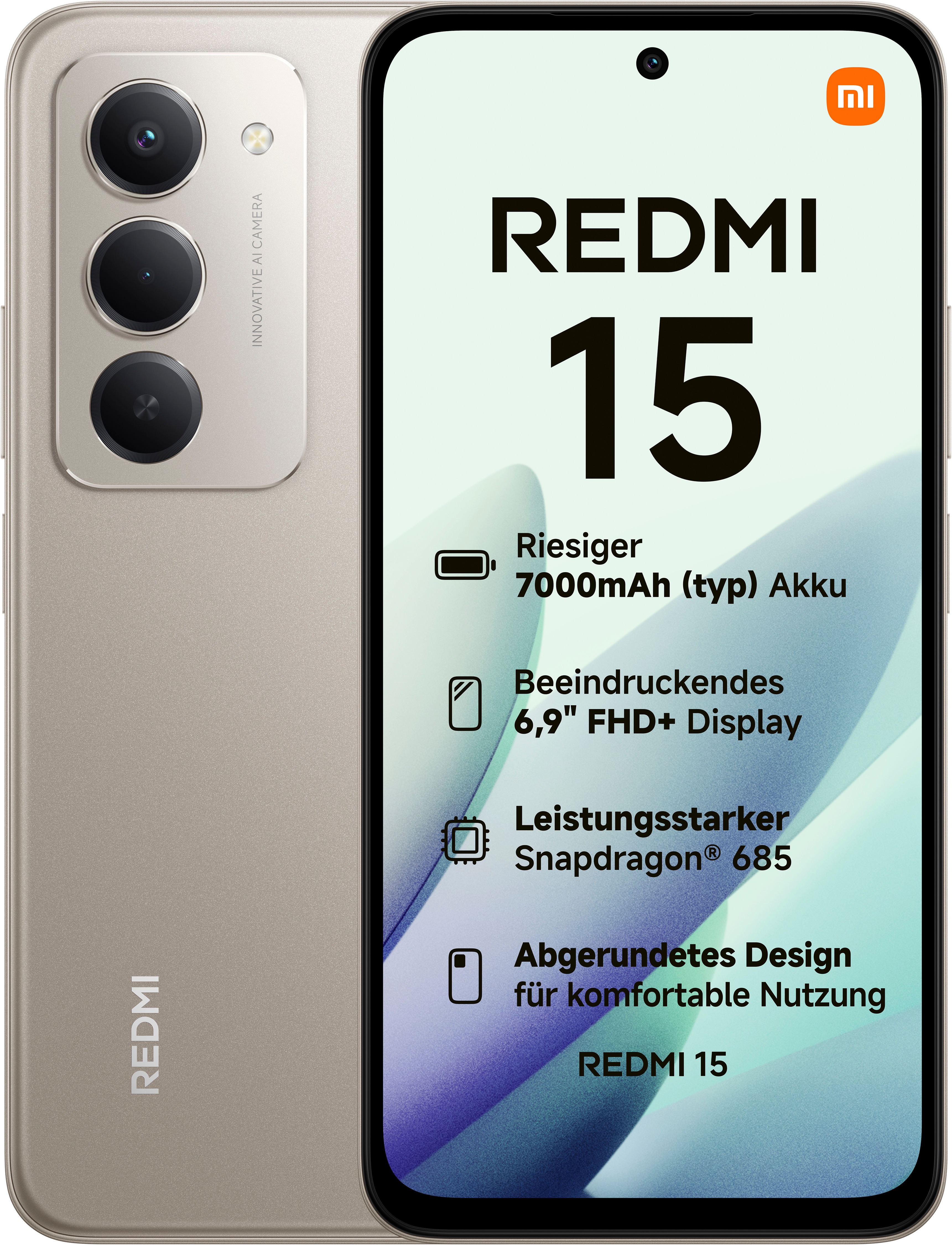 XIAOMI Smartphone "Redmi 15 128 GB", 128 GB, grau, Mobiltelefone