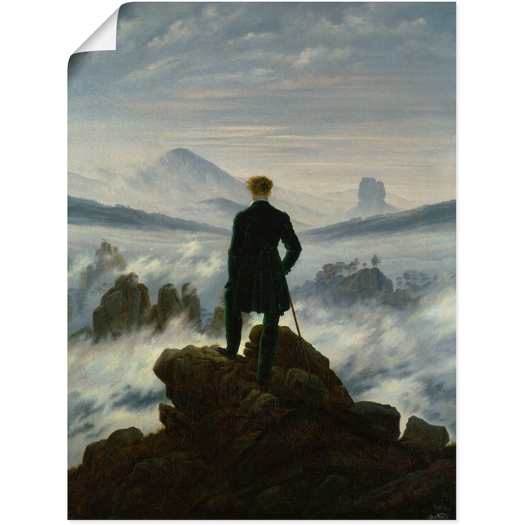 Artland Wandbild »Der Wanderer über dem Nebelmeer. Um 1818«, Mann, (1 St.)