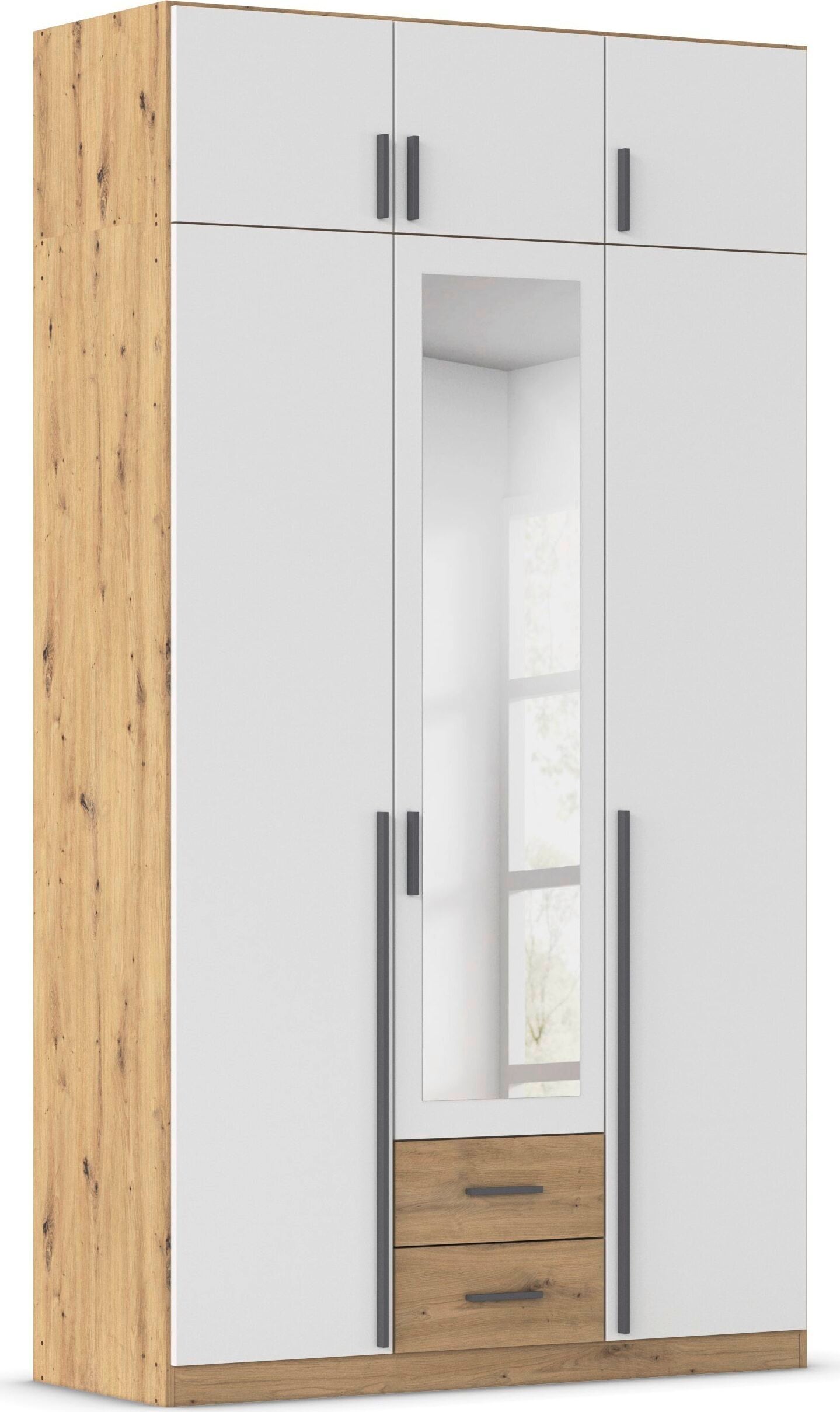 rauch Kleiderschrank "Schrank Garderobe Wäscheschrank GAMMA in 4 Breiten 91-226 cm" 3 verschiedene Ausstattungen BASIC/CLASSIC/PREMIUM (inkl. SOFT-CLOSE), mit Schubladen und Schrankaufsatz sowie Spiegel MADE IN GERMANY