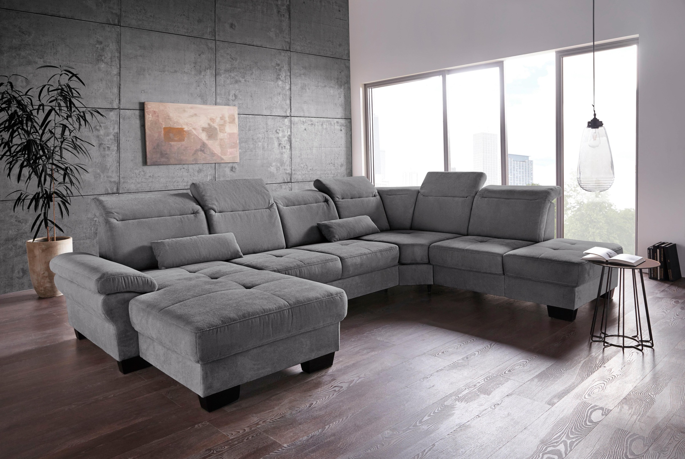 Home affaire Wohnlandschaft "Cornwall U-Form" inkl. Sitztiefenverstellung, günstig online kaufen