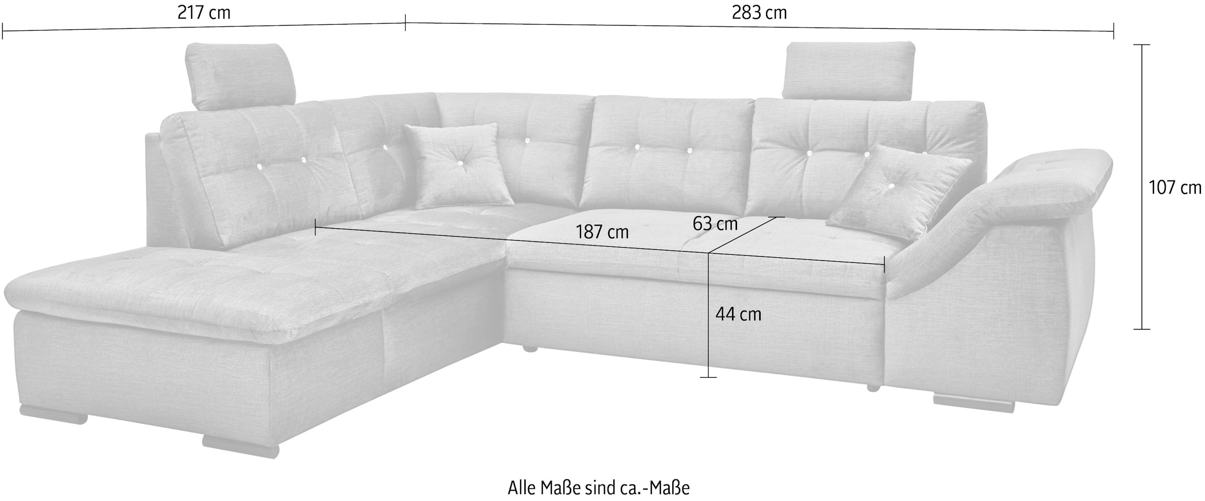 ED EXCITING DESIGN Ecksofa »Bolonia L-Form«, mit Bettkasten, Schlaffunktion und Strassstein