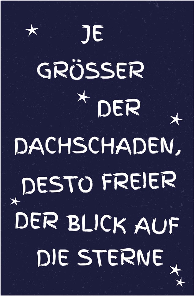 queence Metallbild »Dachschaden« Schriftzug | Schriftzüge | Sterne 1 Stk. tlg. Stahlschilder