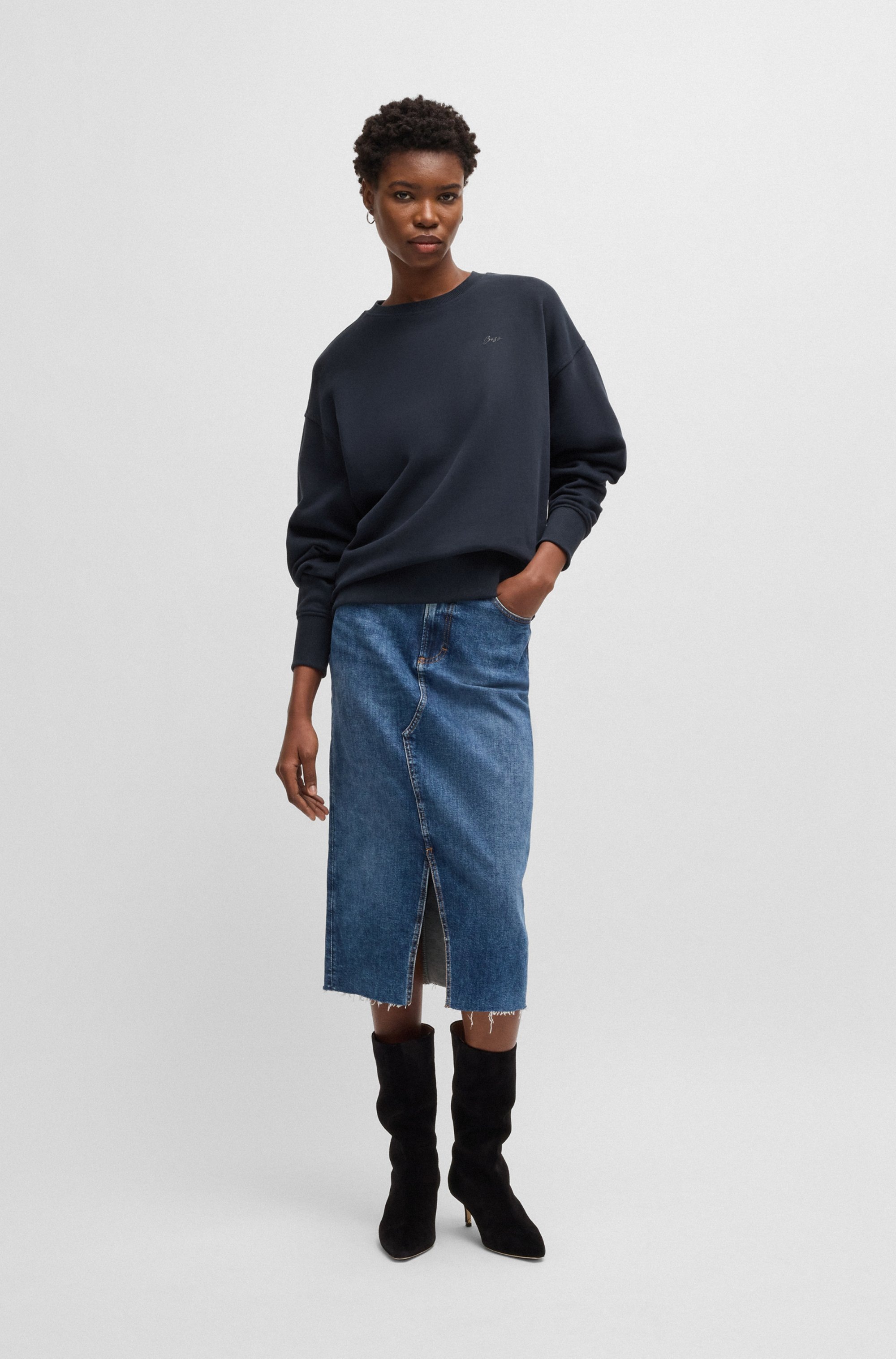 Thumbnail - BOSS ORANGE Sweatshirt "Eteia Premium Damenmode", oversized, Rundhals, mit BOSS Logo