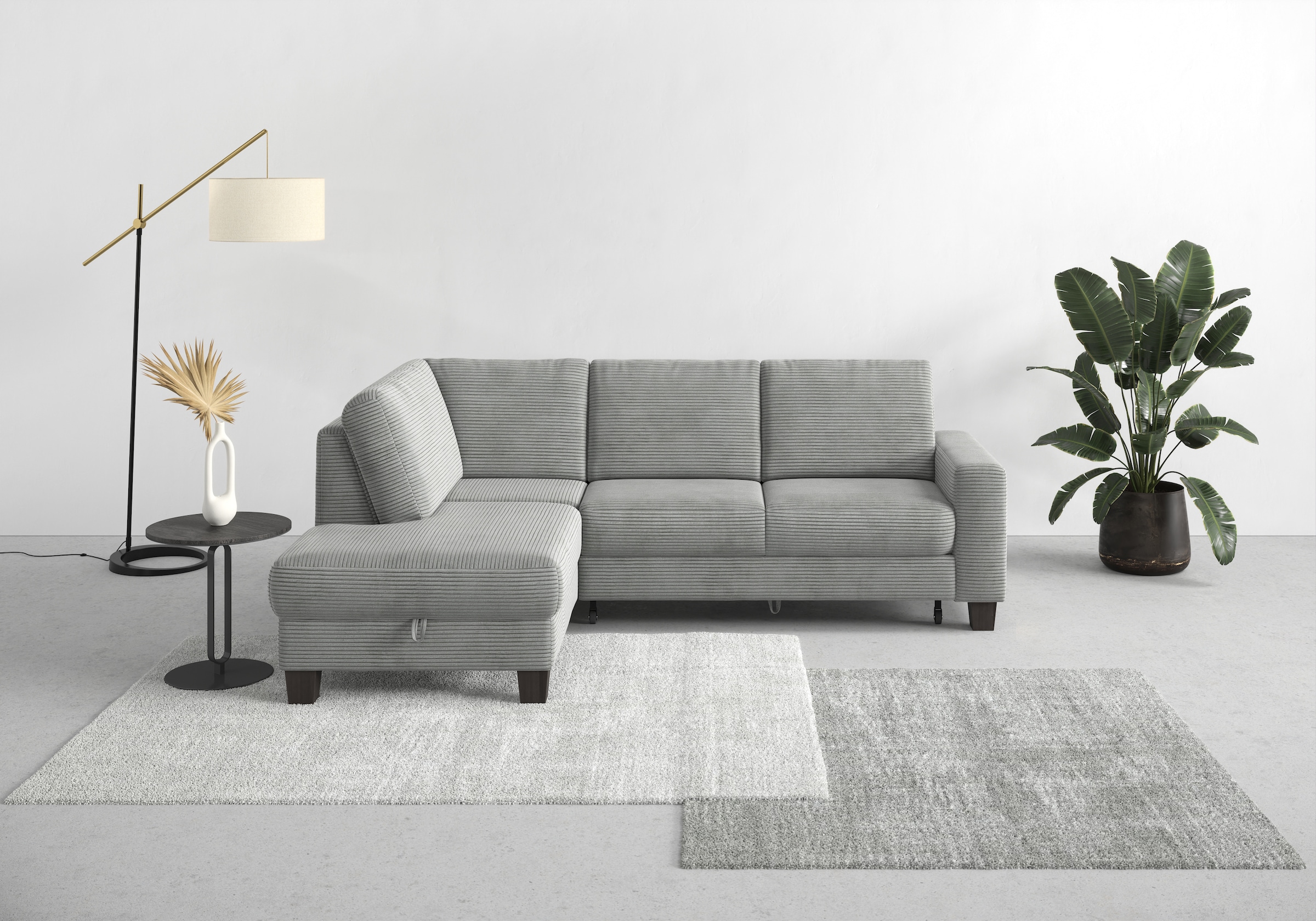 OTTO home Ecksofa "Summer L-Form" mit Ottomane, mit oder ohne Schlaffunktion und Bettkasten, Cord-Bezug