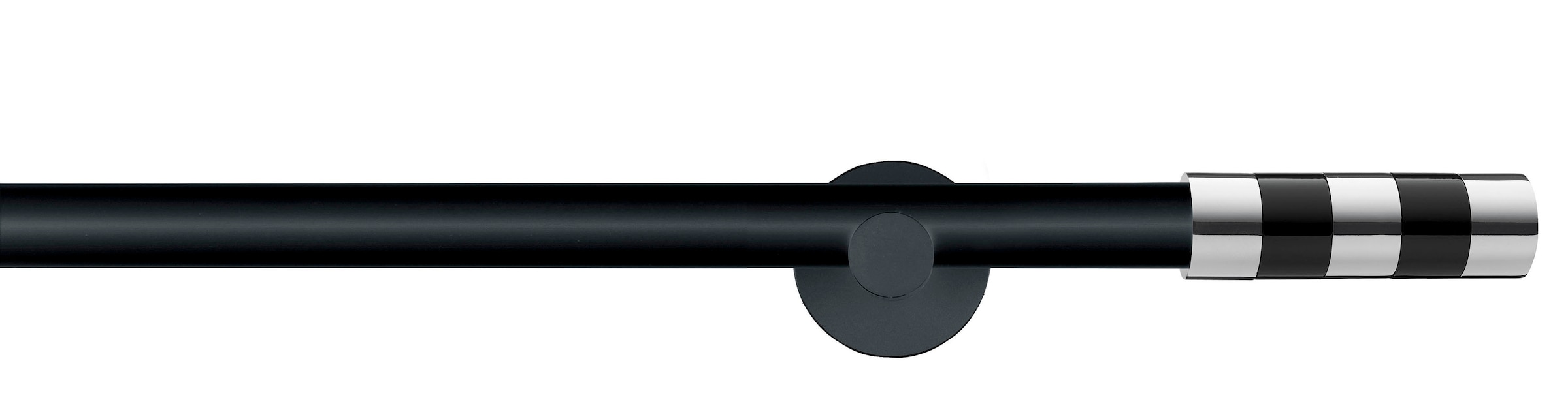GARESA Gardinenstange "BLACK" Ø 20 mm 1 läufig-läufig Wunschmaßlänge Vorhanggarnitur, verlängerbar, Endknopf abgeschrägt 2-farbig