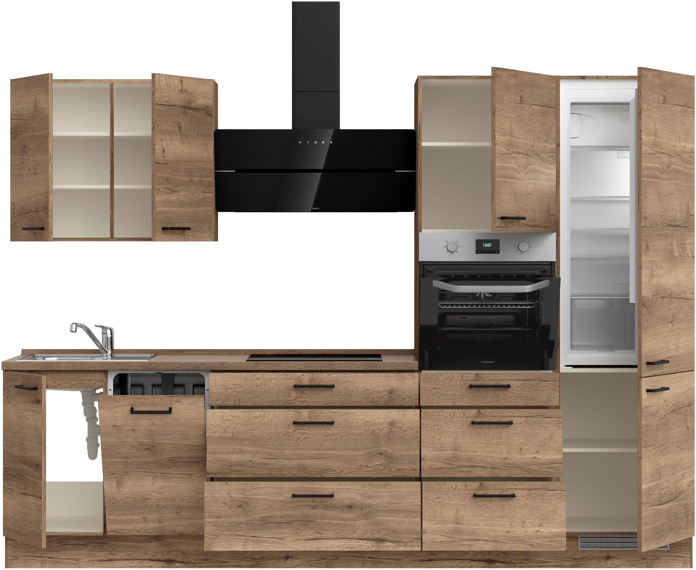 nobilia® Küchenzeile »"Structura II"«, vormontiert, Ausrichtung wählbar, Breite 300 cm, wahlw. mit E-Geräten