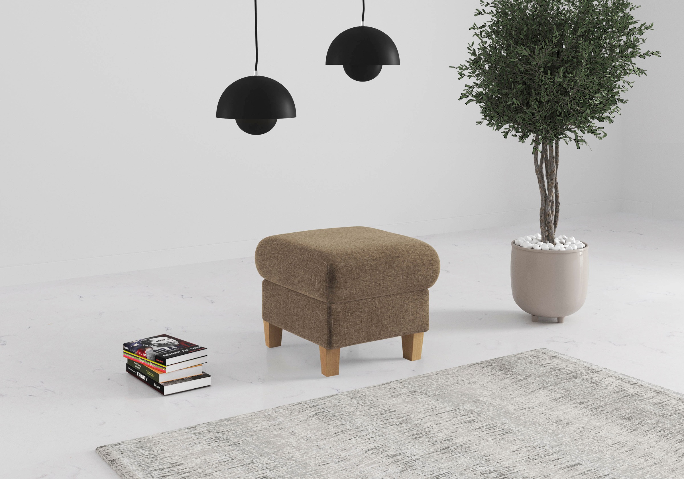 Home Affaire Glendale Upholstered Storage Ottoman Light Brown