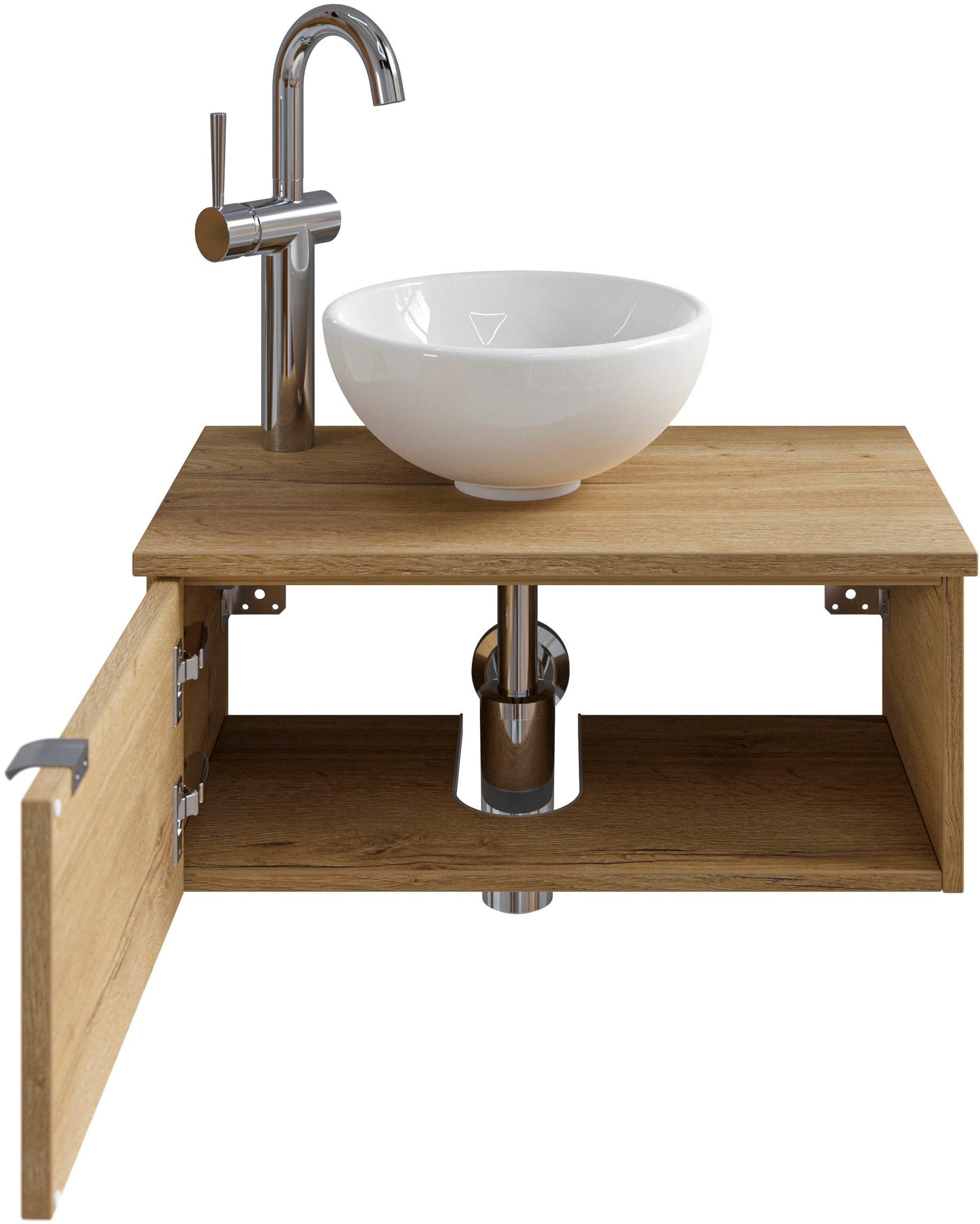 Saphir Waschtisch »Serie 6915 Waschschale mit Unterschrank für Gästebad, Gäste WC«, 61 cm breit, 1 Tür, offenes Fach, kleine Bäder, ohne Armatur