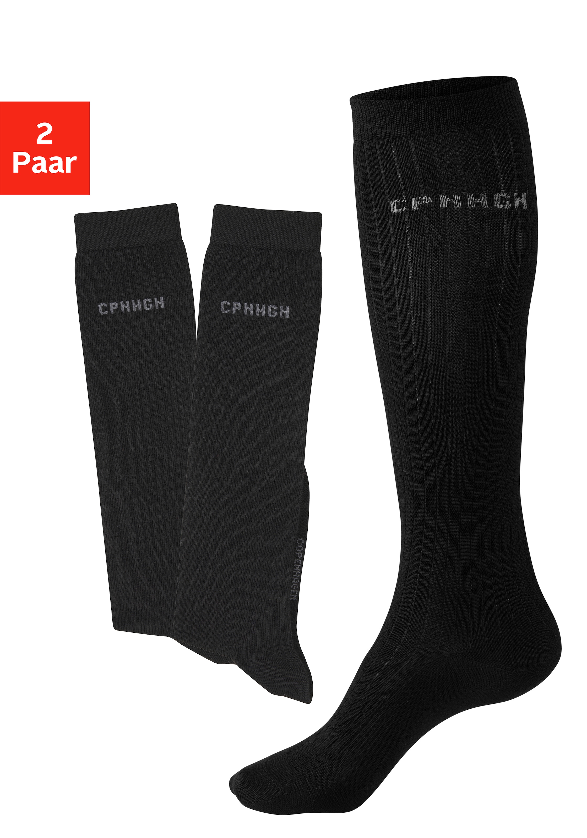 Copenhagen Studios Kniestrümpfe, (Packung, 2 Paar), mit weicher wärmender W günstig online kaufen