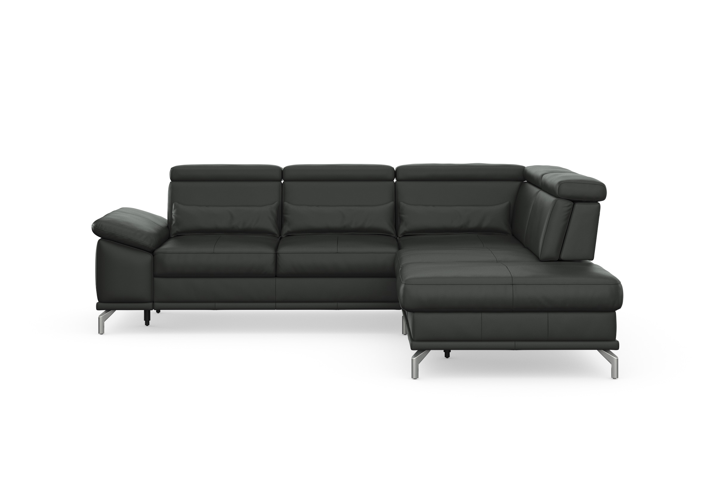 sit&more Ecksofa »Cabrio L-Form, mit Sitztiefenverstellung, Arm- und Kopfteilverstellung«, 3 Nierenkissen, Federkern, optional Bettfunktion und Stauraum