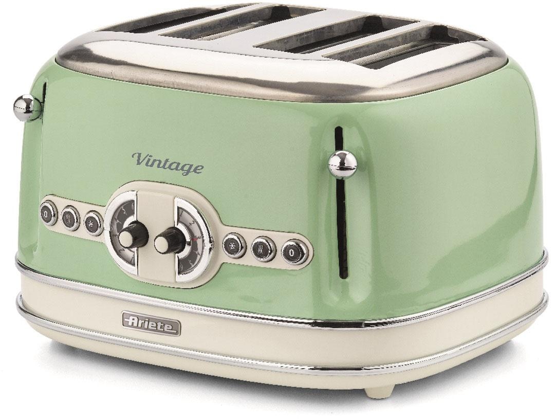 Ariete Toaster "Vintage", 4 kurze Schlitze, für 4 Scheiben, 1630 W, grün