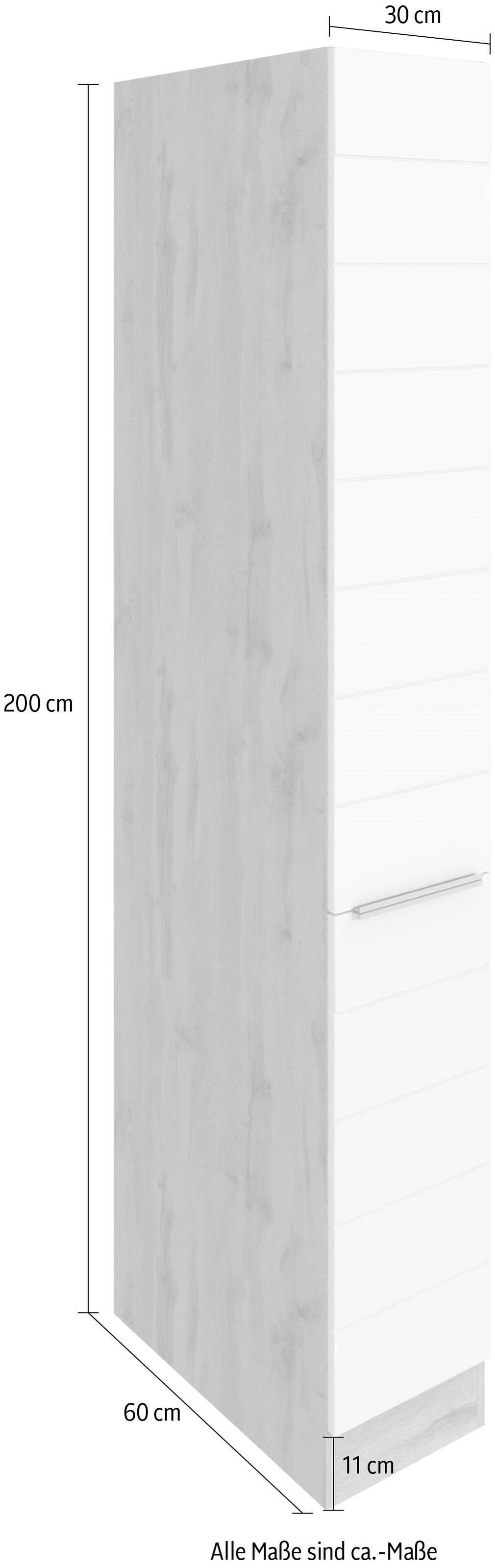 KOCHSTATION Apothekerschrank »KS-Luhe«, 30 cm breit, hochwertige MDF-Fronten mit waagerechter Lisene