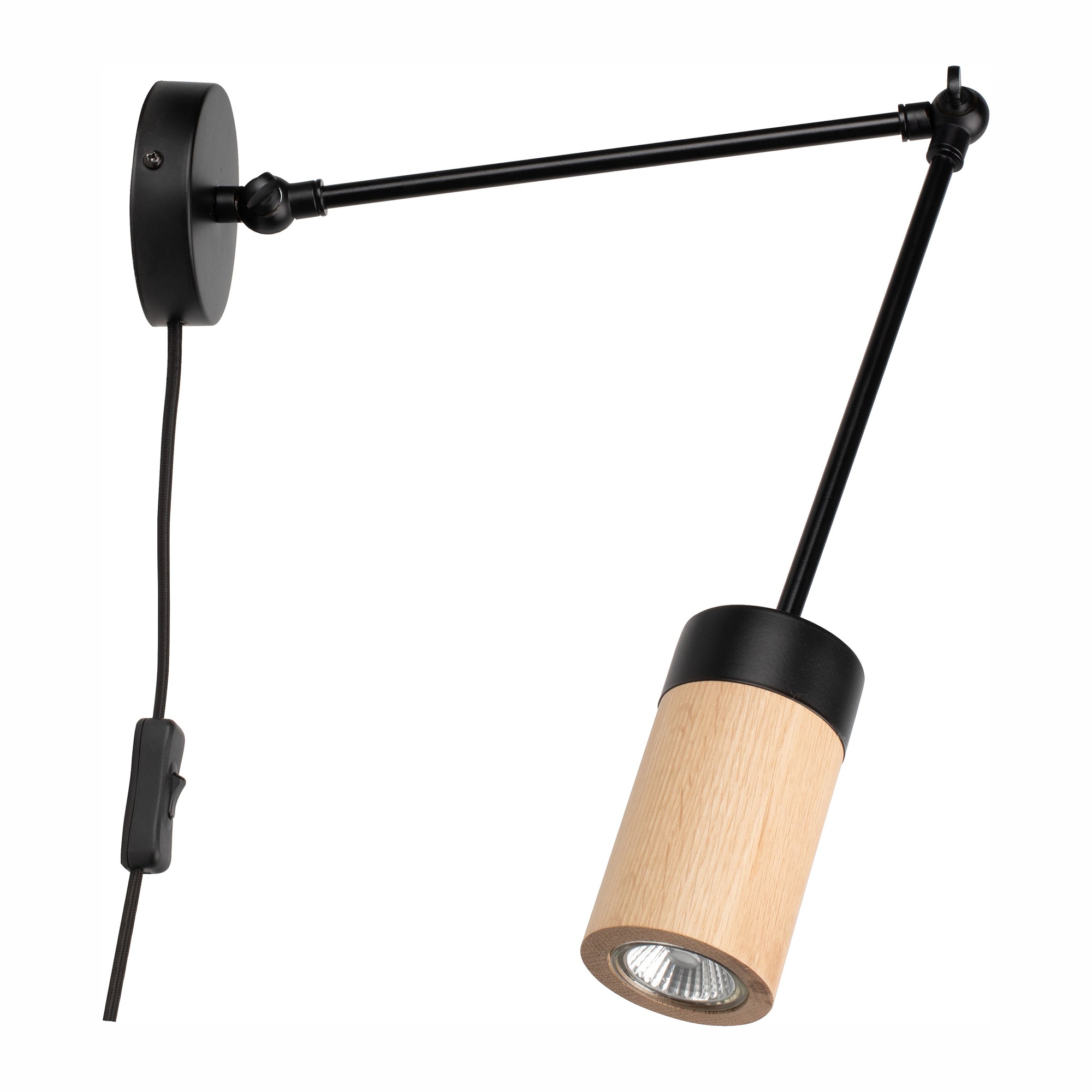 BRITOP LIGHTING Wandleuchte »ANNICK«, 1 flammig-flammig, Mit flexiblem Arm, LED-Leuchtmittel inkl., edles Eichenholz und Metall