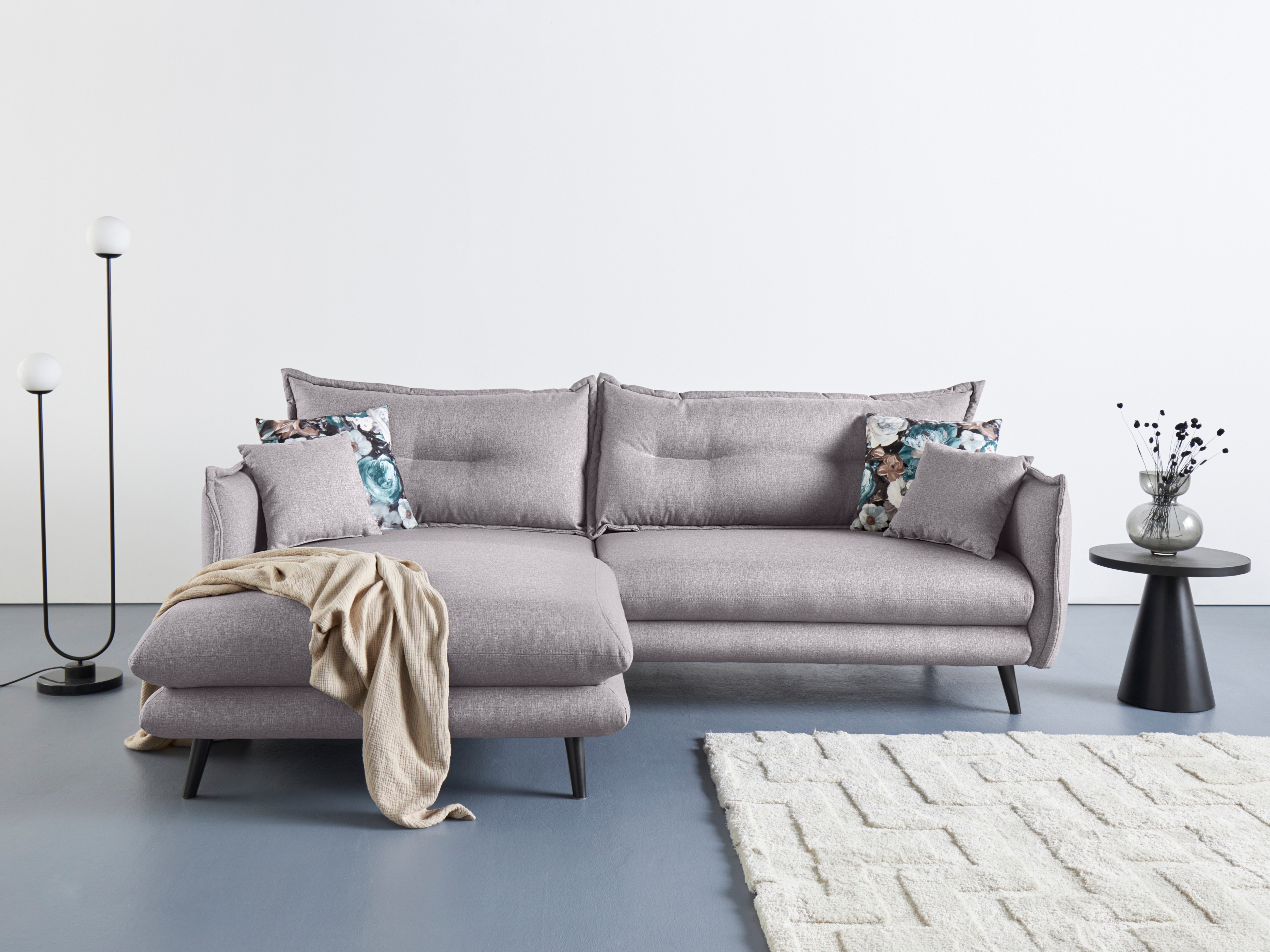 Home affaire Ecksofa "Levke, 255 x 180 cm, modern und bequem" Struktur fein, L-Form, inkl. Rücken- und Zierkissen