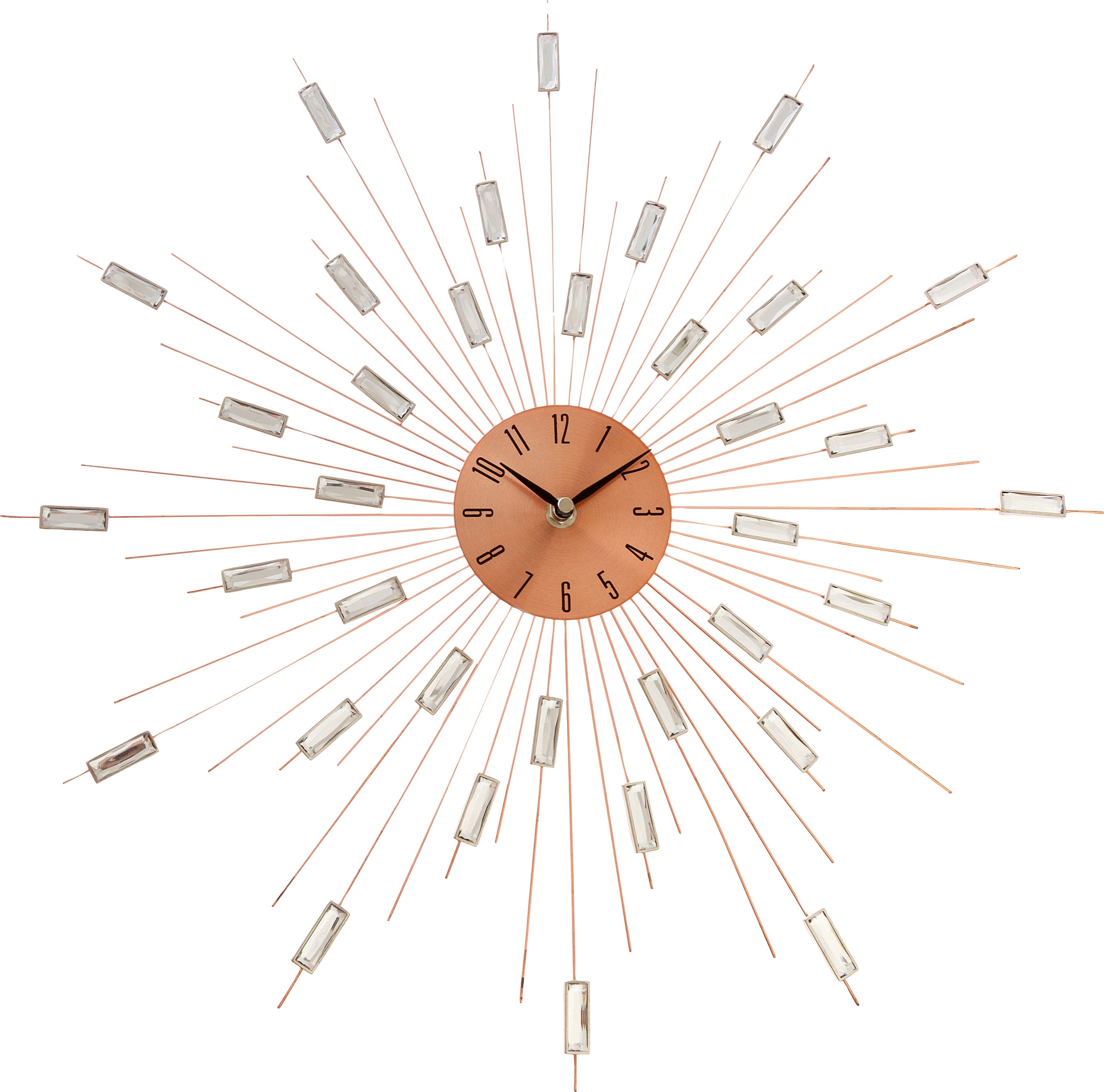 Myflair Möbel & Accessoires Wanduhr »"Prisma"«, XXL, rund, Ø 50 cm, mit Schmucksteinen, Sonne, ideal im Wohnzimmer