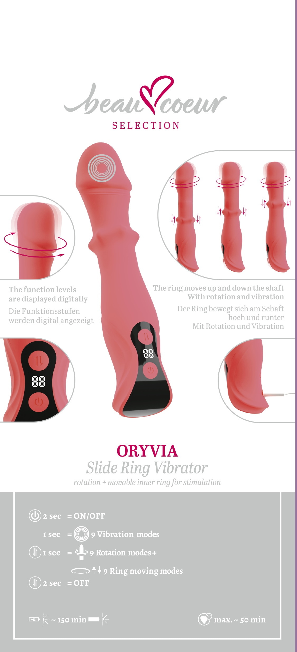 Beau Coeur Vibrator »Vibrator ORYVIA Slide Ring Vibrator«