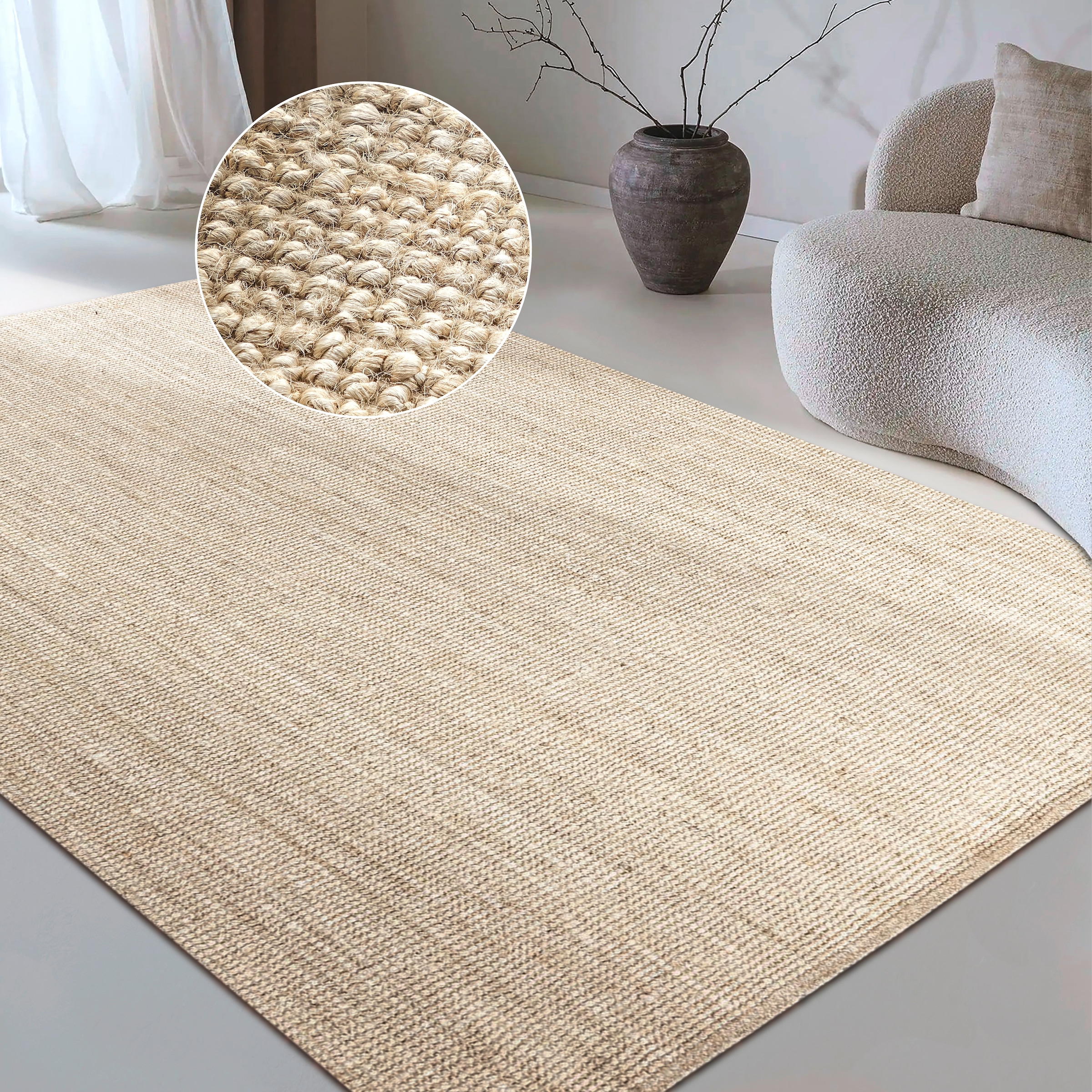 OTTO home Teppich "Avot Juteteppich" rechteckig 10 mm Höhe 100% Jutefaser, Läufer, Esszimmer, Wohnzimmer, Skandi