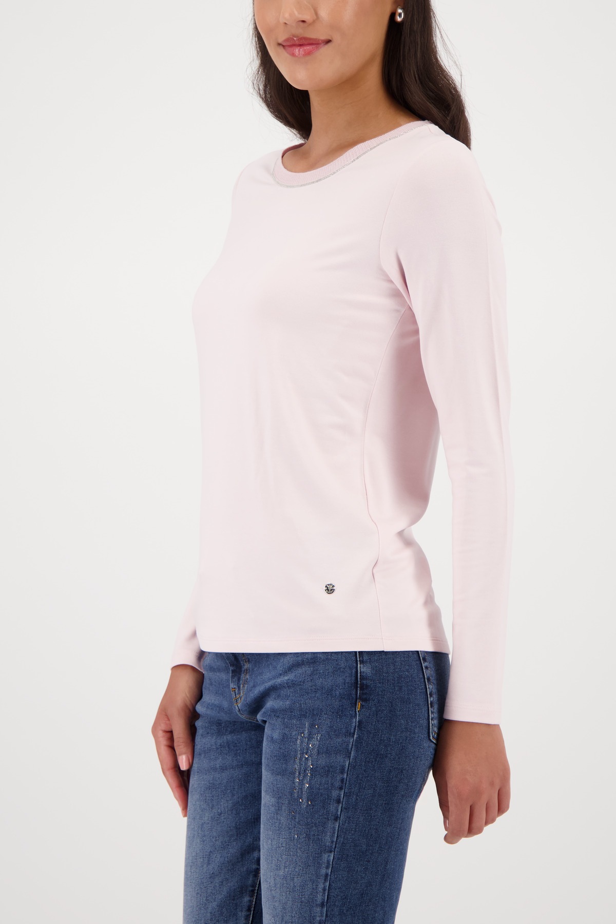 Monari Langarmshirt "Shirt Basic Schmuck Kette" Regular fit mit Rundhalsaus günstig online kaufen