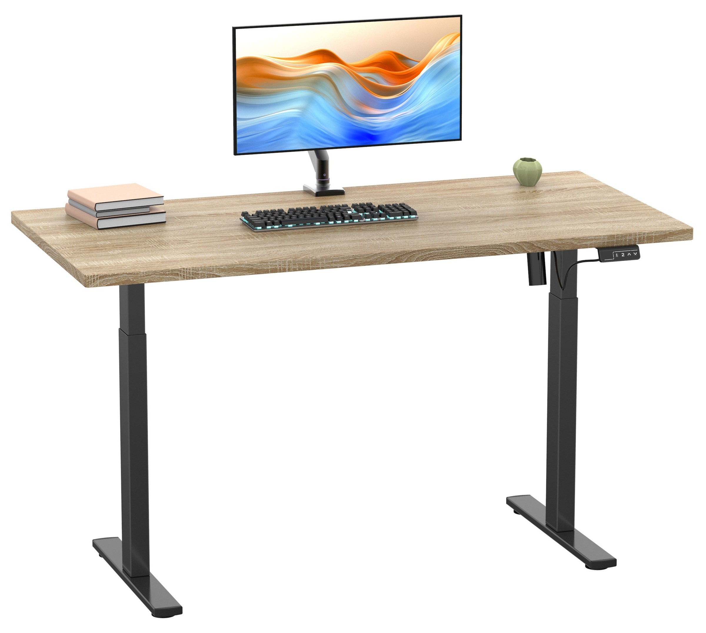 Schreibtisch VCM "Schreibtisch höhenverstellbar Lona 140x50", braun (schwarz, sonoma, eiche), B:140cm T:50cm, Tische, Schreibtisch