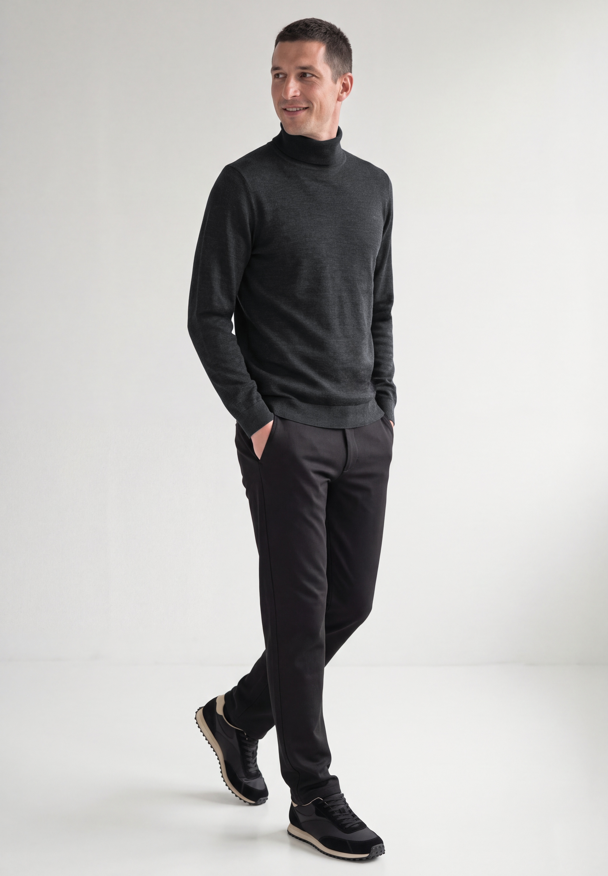 STREET ONE MEN Rollkragenpullover aus reiner Baumwolle