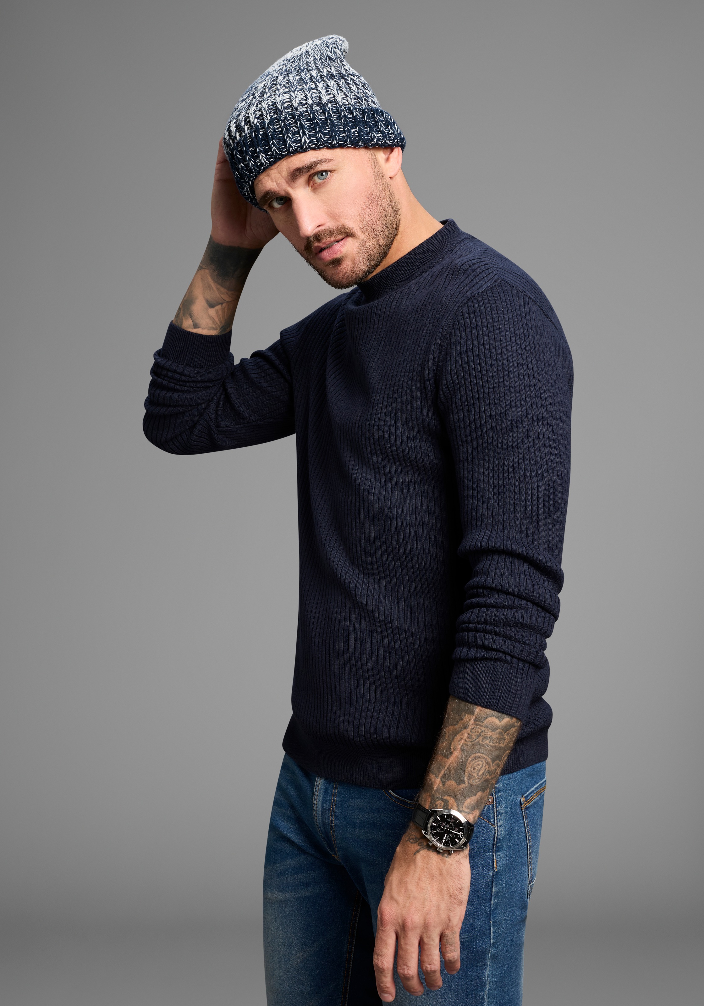 Mans World Strickmütze, in auffälliger Melange-Optik - NEW günstig online kaufen
