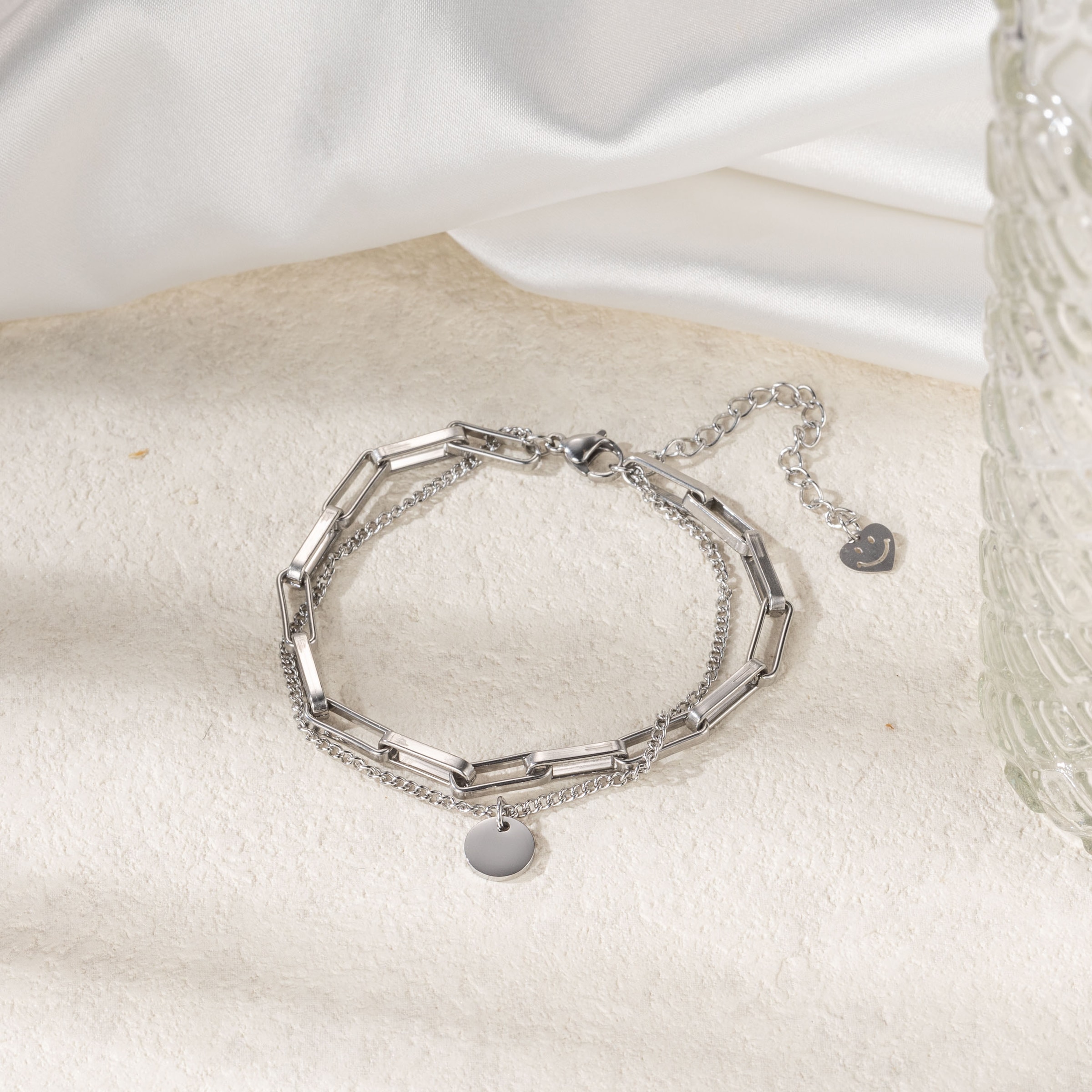 Firetti Armband »Schmuck Geschenk Edelstahl Armschmuck Ankerkettengliederung Plättchen«