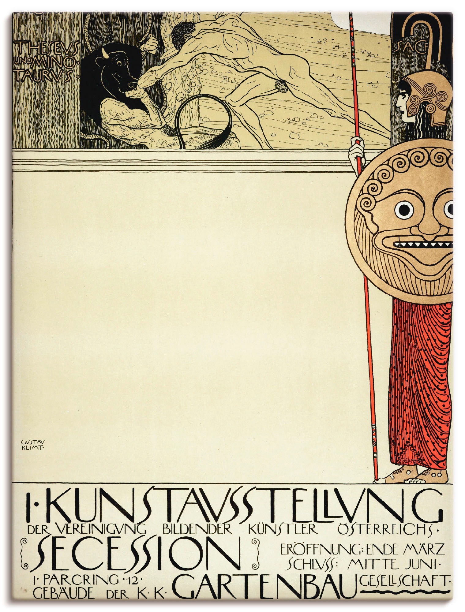 Artland Leinwandbild "Plakat für die Ausstellung der I. Secession (Vor d", Ausstellungsplakate, (1 St.), auf Keilrahmen 