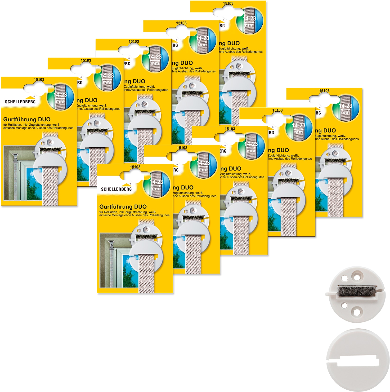 SCHELLENBERG Rollladen-Gurtführung »Duo für das Rollladensystem Mini und Maxi«, mit einer Rollladengurtbandbreite von 14-23 mm geeignet, rund