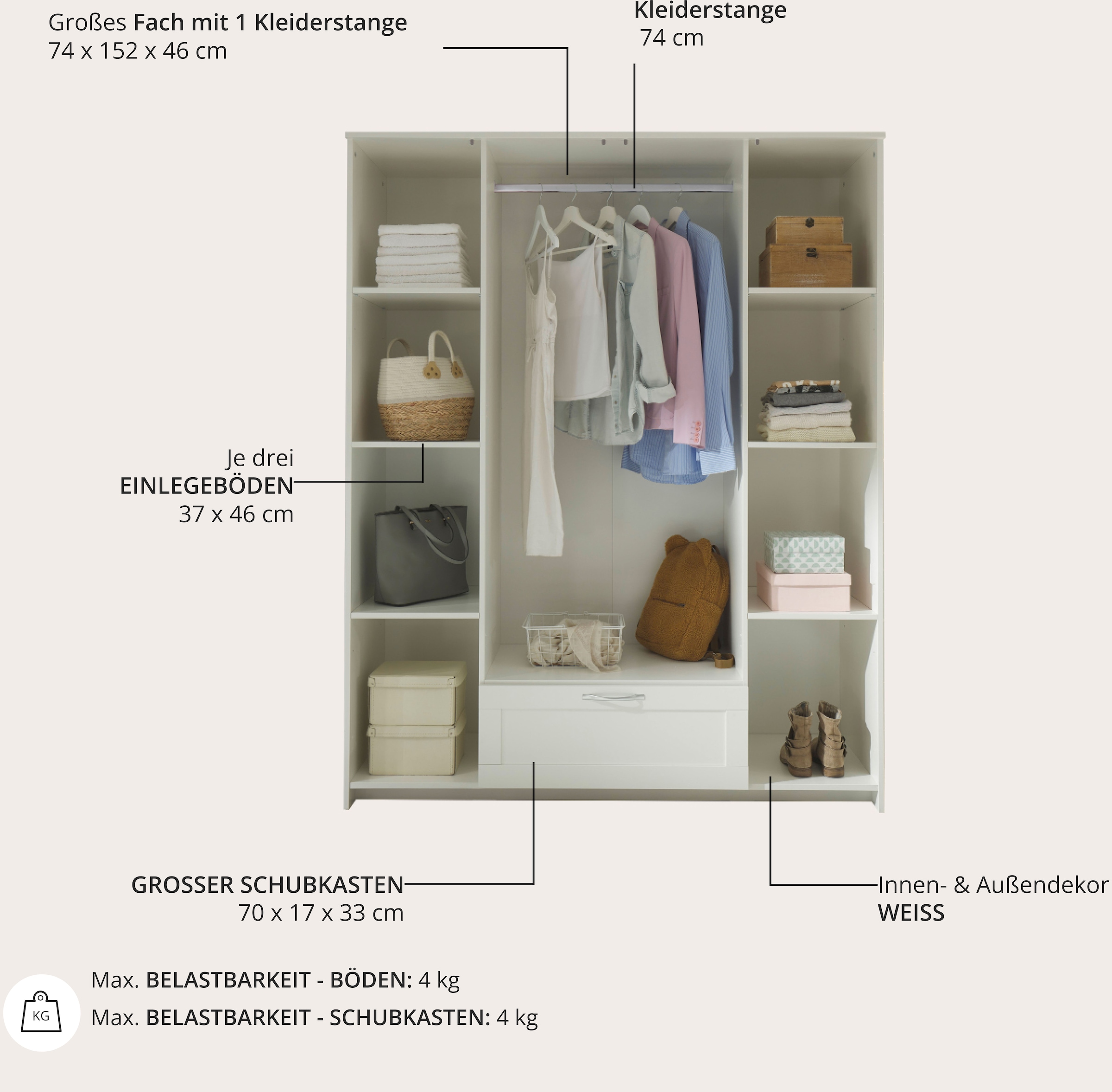 Schlafkontor Drehtürenschrank »Lepini, Kleiderschrank mit Spiegel und Schubkasten«, als 3- oder 4-türer erhältlich