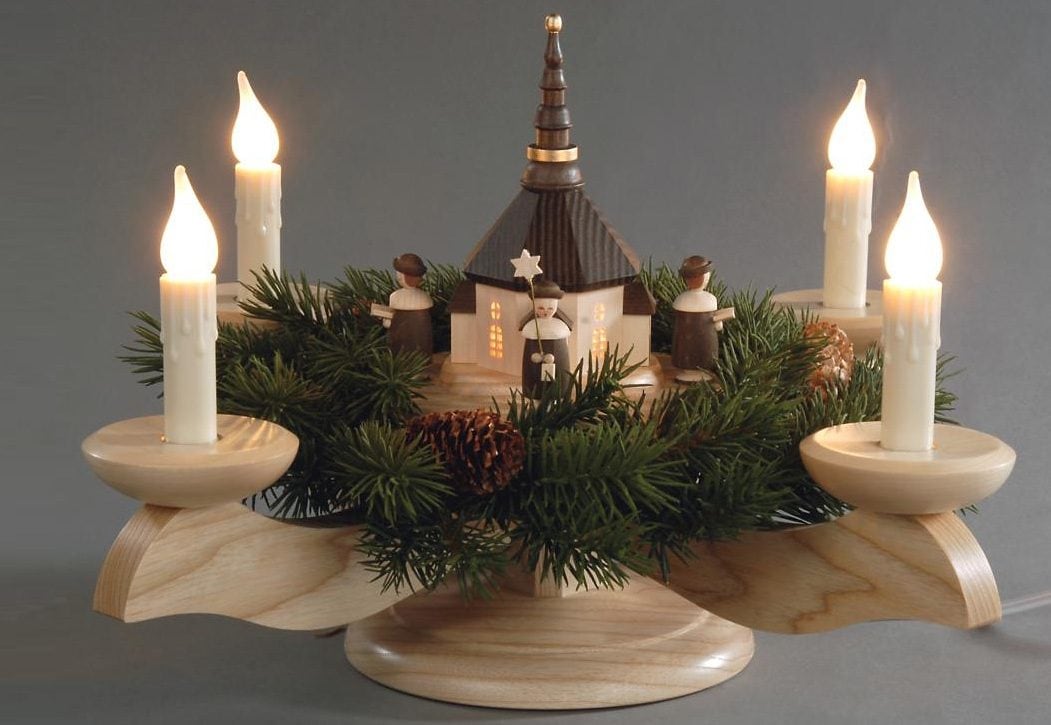 Adventsleuchter, Kirche BAUR | Seiffener 4 bestellen flammig-flammig, Albin Fensterleuchter, Preissler mit Kurrende Weihnachtsdeko,