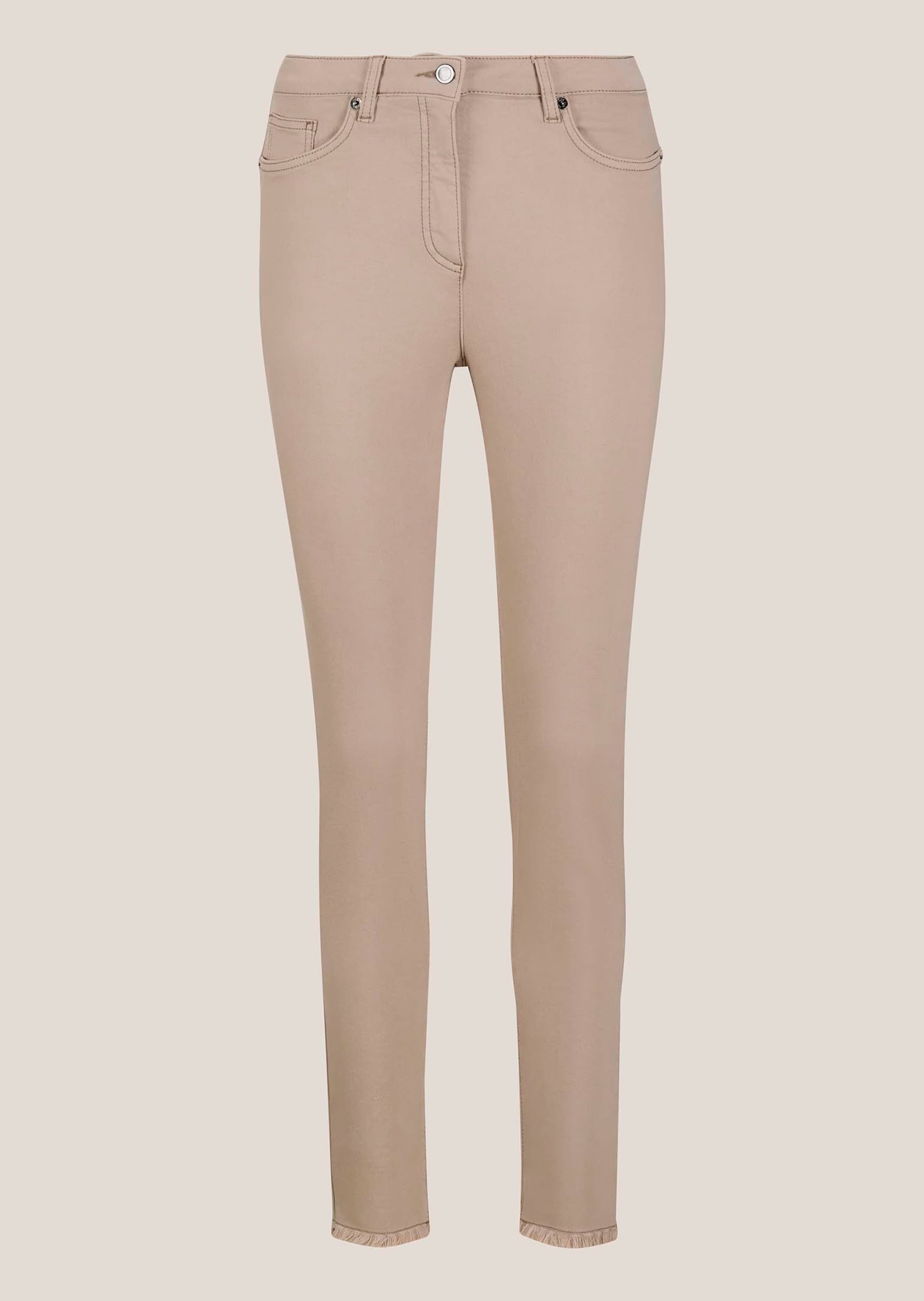 MADELEINE "Jeans Mid Waist Skinny-Hose mit Fransen" mit Fransensaum