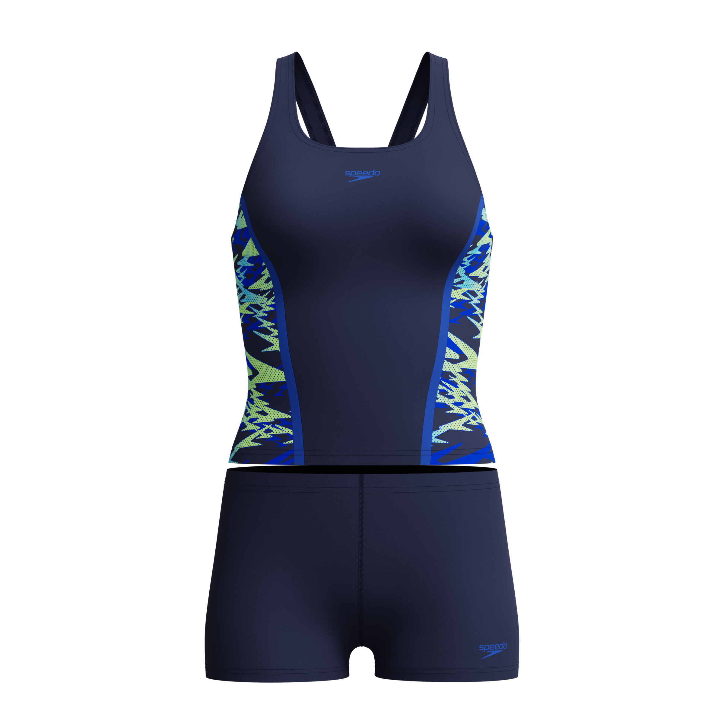 Speedo Tankini "HYPERBOOM SPLICE TANKINI SET BLK/GRN" mit Vier-Wege-Stretch, chlorbeständig