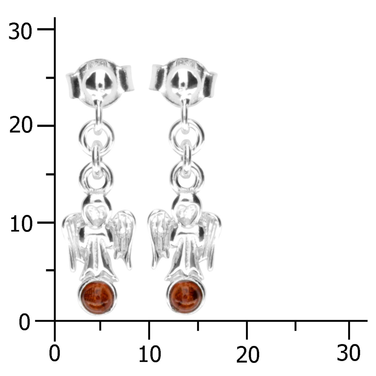 Paar Ohrhänger OSTSEE-SCHMUCK "- Engel - Silber 925/000 - Bernstein" Gr. 25, silber (silber 925, silberfarben, weiß), Ohrringe, Damen, Silber 925 (Sterlingsilber) 3