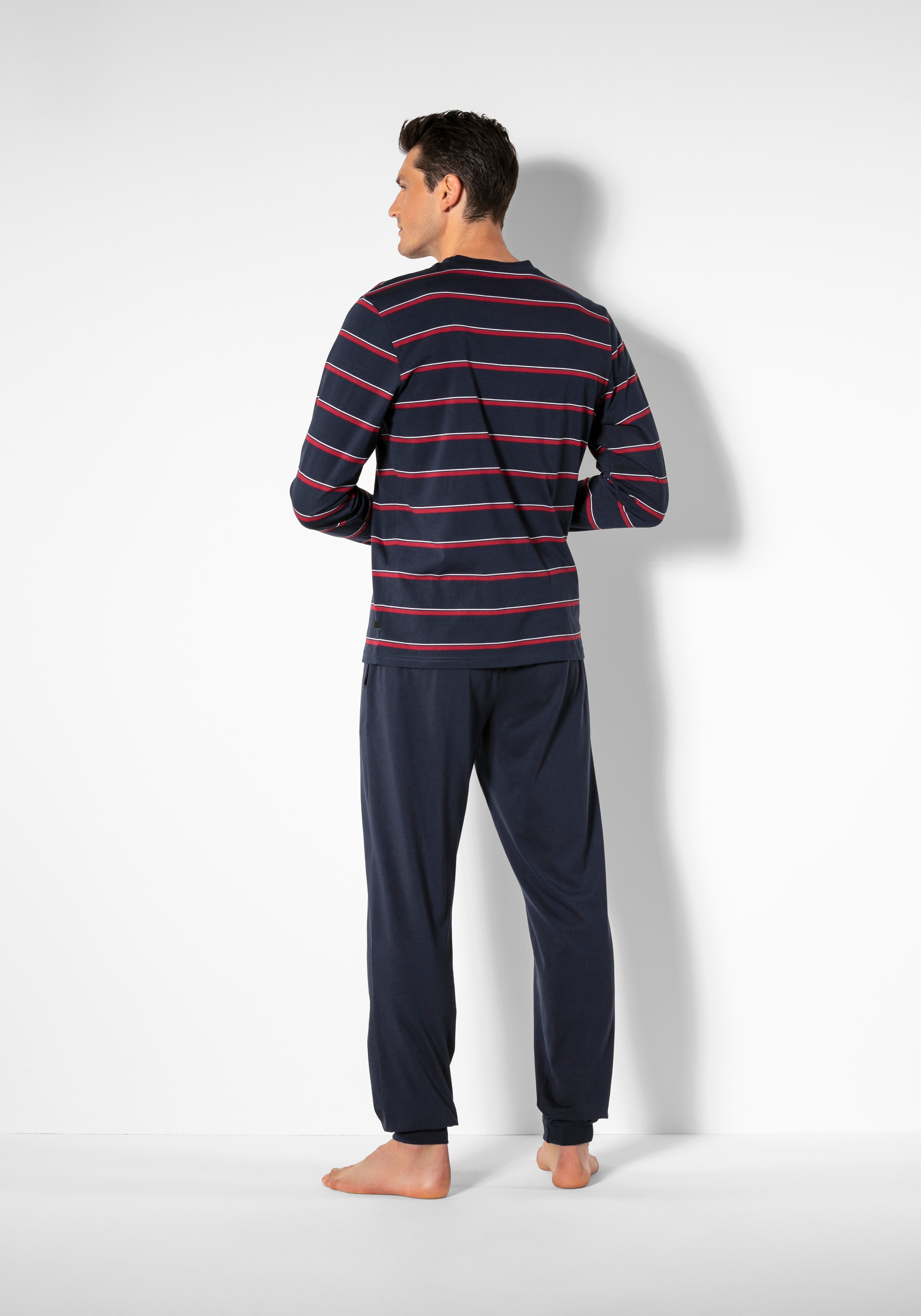 H.I.S Pyjama, (2 tlg., 1 Stück), mit garngefärbten Streifen