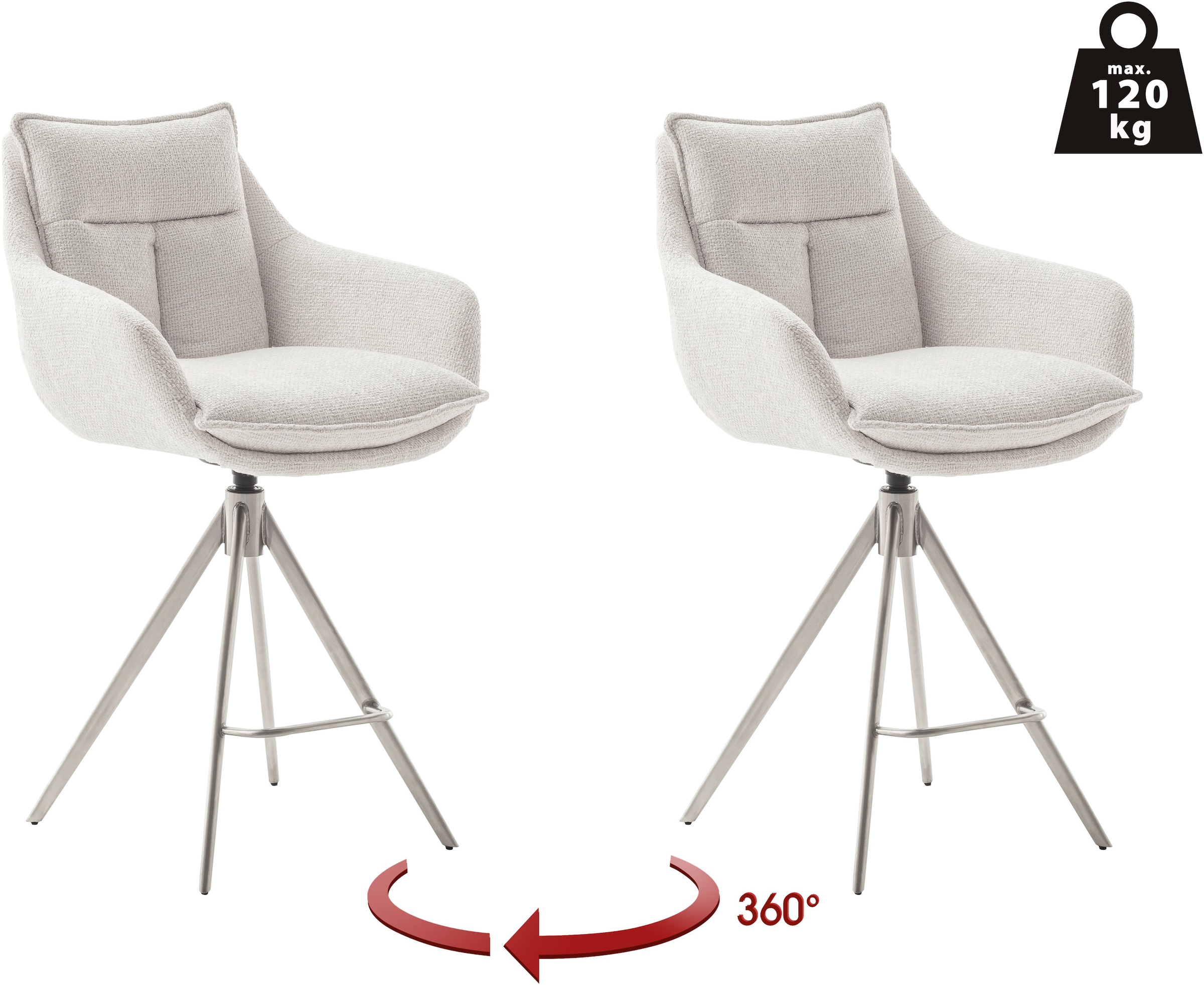 MCA furniture Bistrostuhl "Parker Tresenstuhl mit Armlehnen Tresenhocker" ( günstig online kaufen