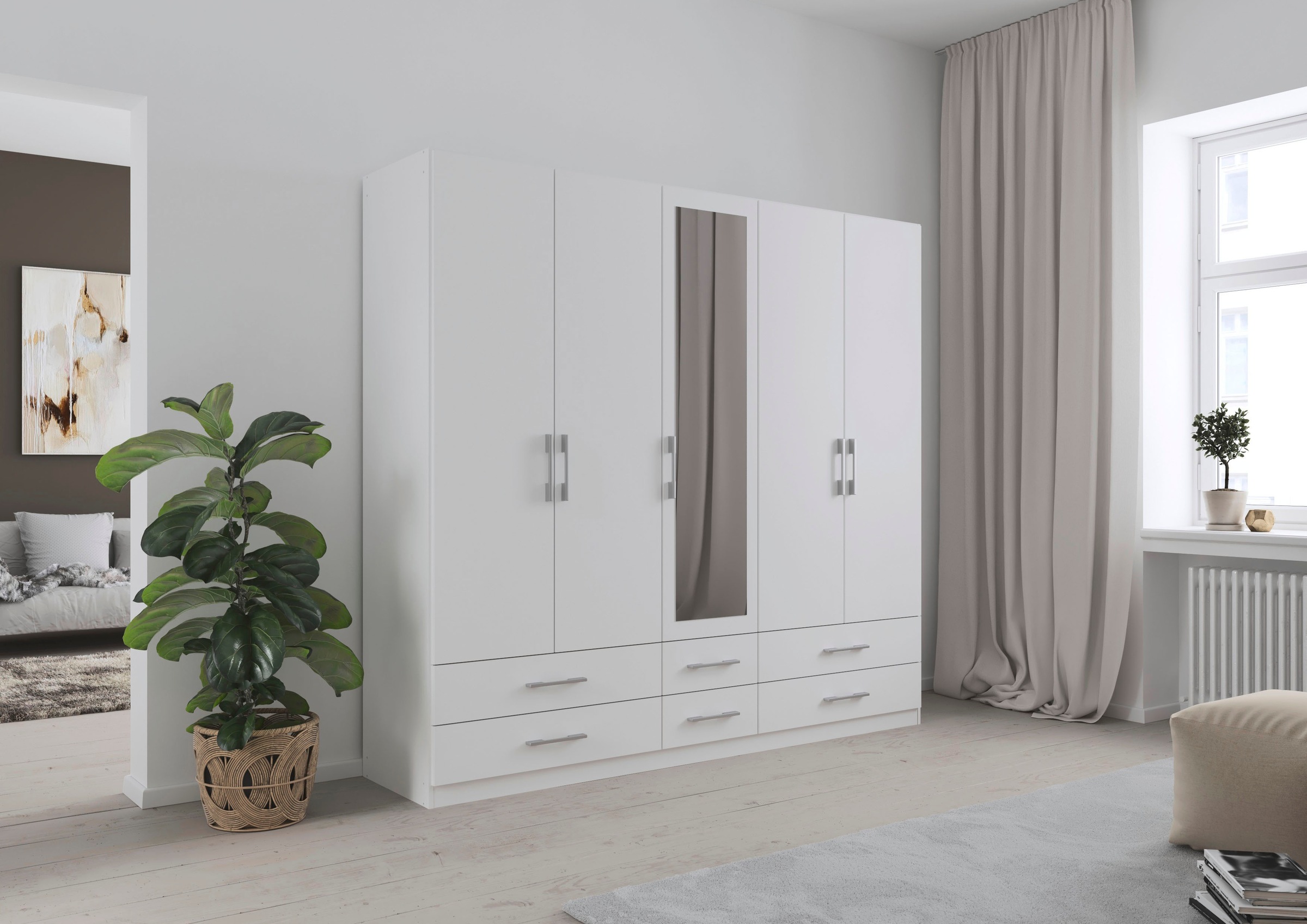 rauch Kleiderschrank "Schrank Garderobenschrank Mehrzweckschrank Schlafzimmer HERSBRUCK" 3 verschiedene Ausstattungen BASIC/CLASSIC/PREMIUM (inkl. SOFT-CLOSE), mit großzügigen Schubladen sowie Spiegeltüren MADE IN GERMANY