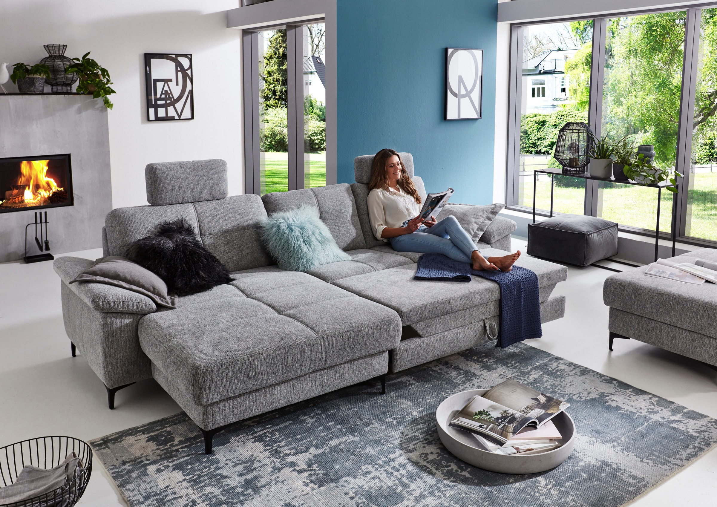 3C Carina Ecksofa »Burnaby bequem und modern, OTTOs Choice, L-Form«, 2 Kopfstützen, optional mit Schlaf- und motorischer Relaxfunktion